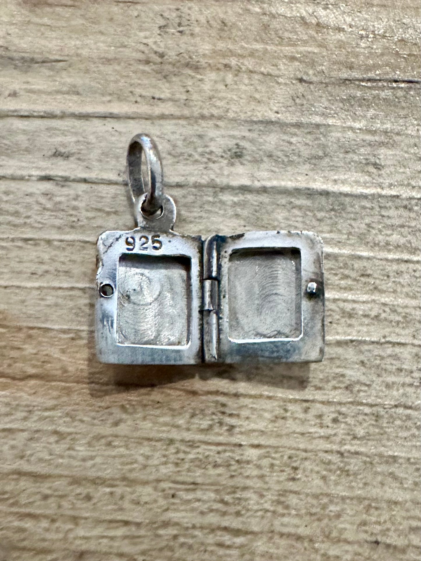 Vintage Small Square Engraved 925 Silver Locket Pendant