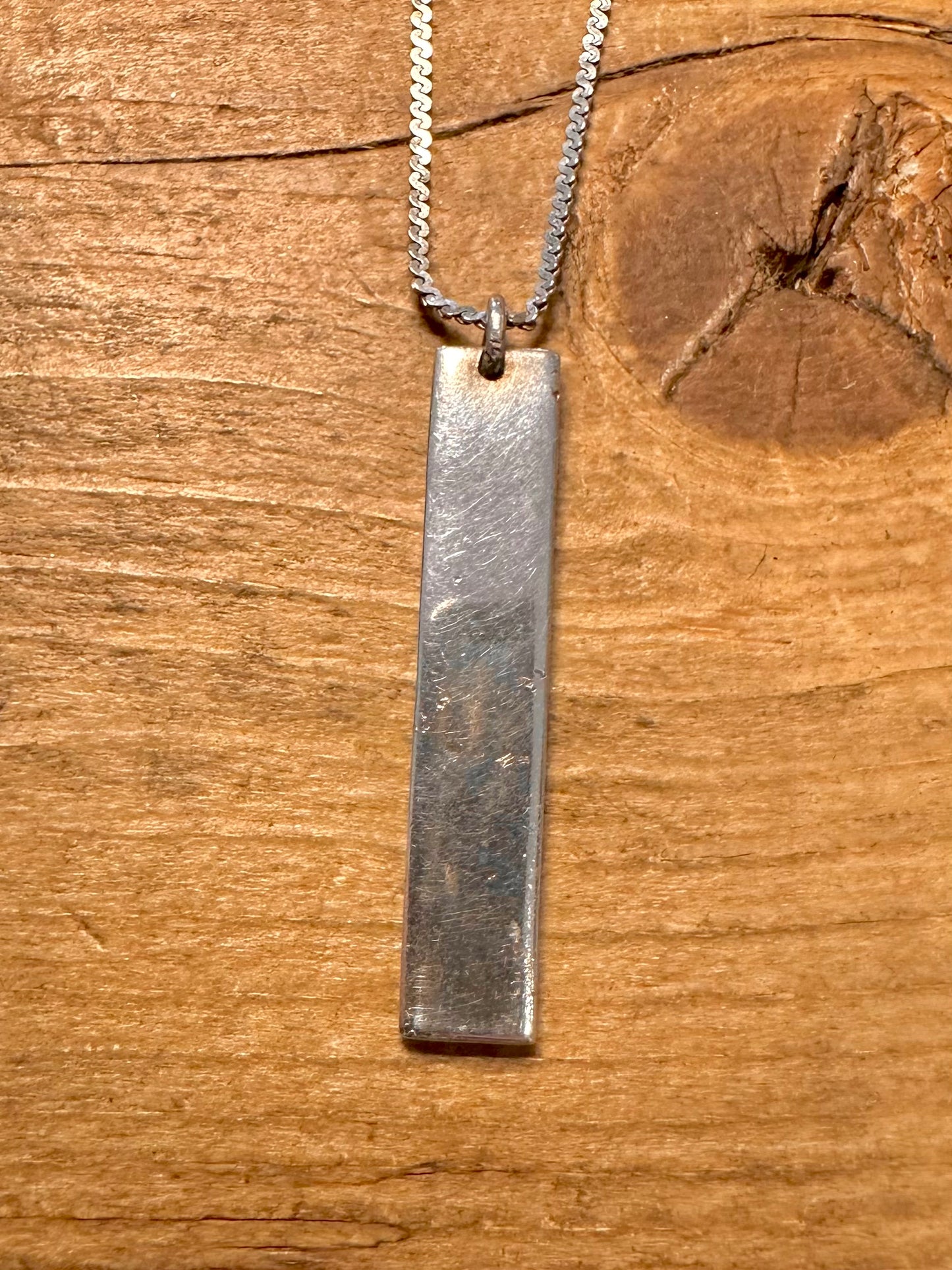 Vintage 1978 Ingot and S Link Chain 925 Silver Necklace Pendant