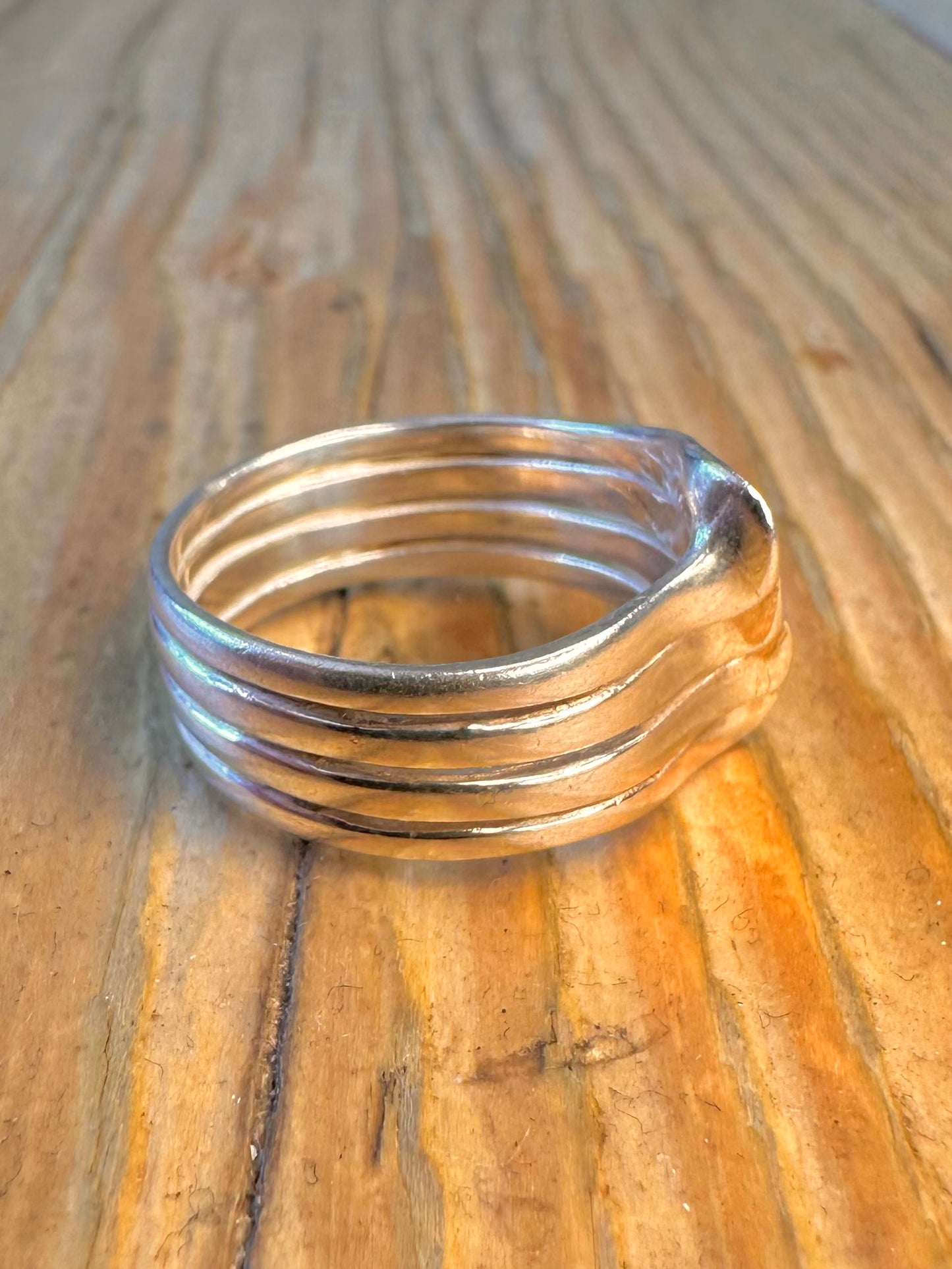Abstract Layered Twist 925 Sterling Silver Size N Ring