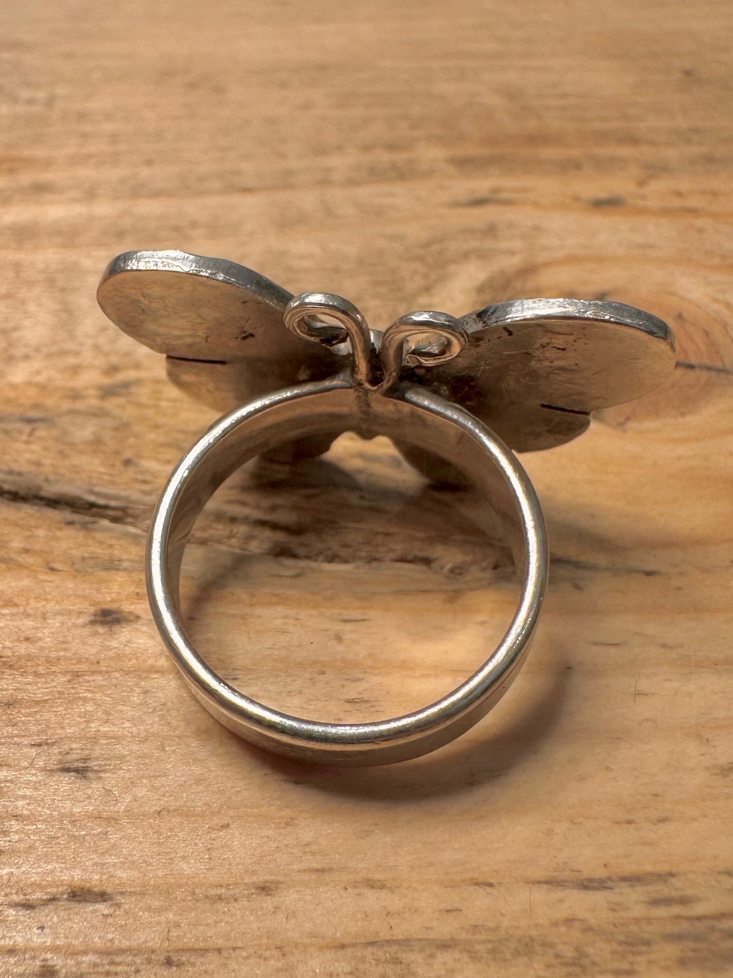 Abstract Chunky Butterfly 925 Silver Size P Ring