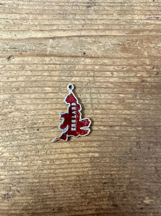 Vintage England Red Enamel 925 Silver Pendant