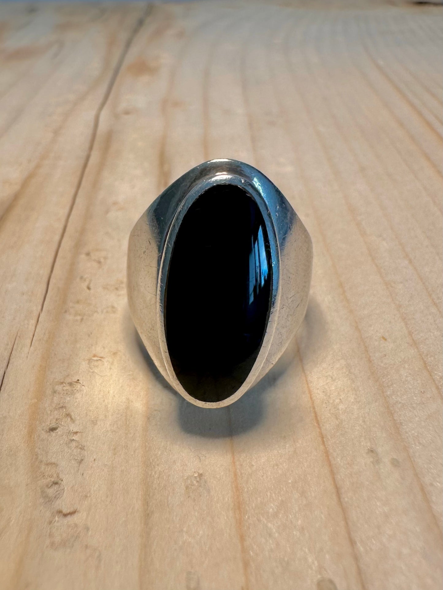 Onyx Signet 925 Sterling Silver Size Q Ring