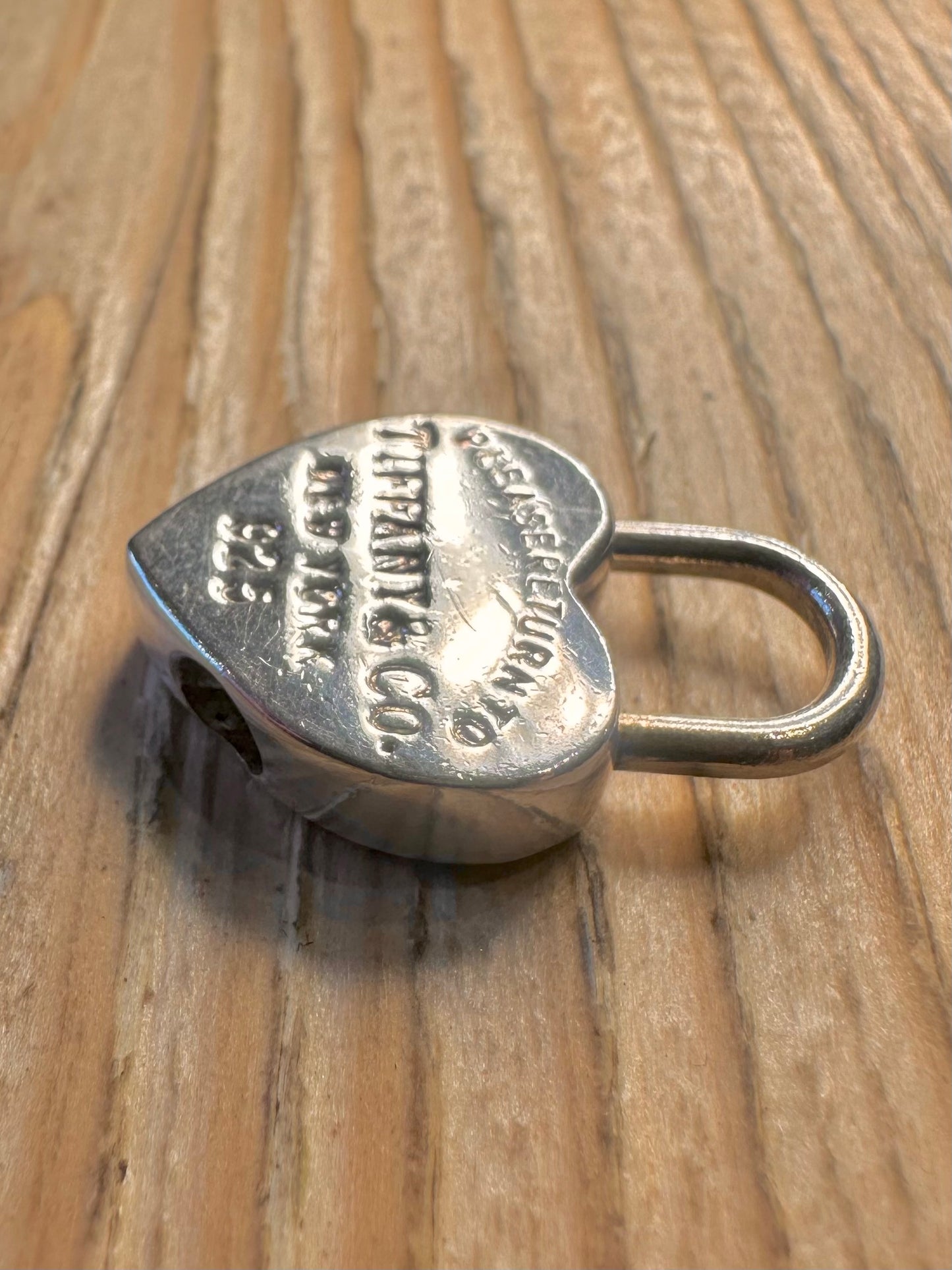 Vintage Tiffany & Co Heart Padlock 925 Sterling Silver Pendant