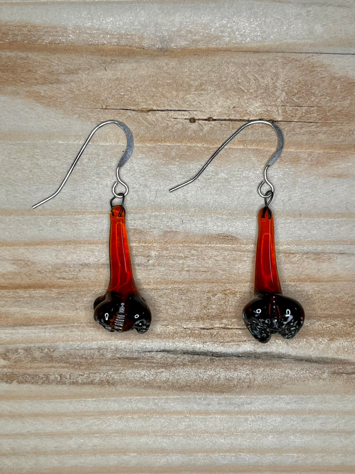 Orange Glass Elongated Drop Earrings