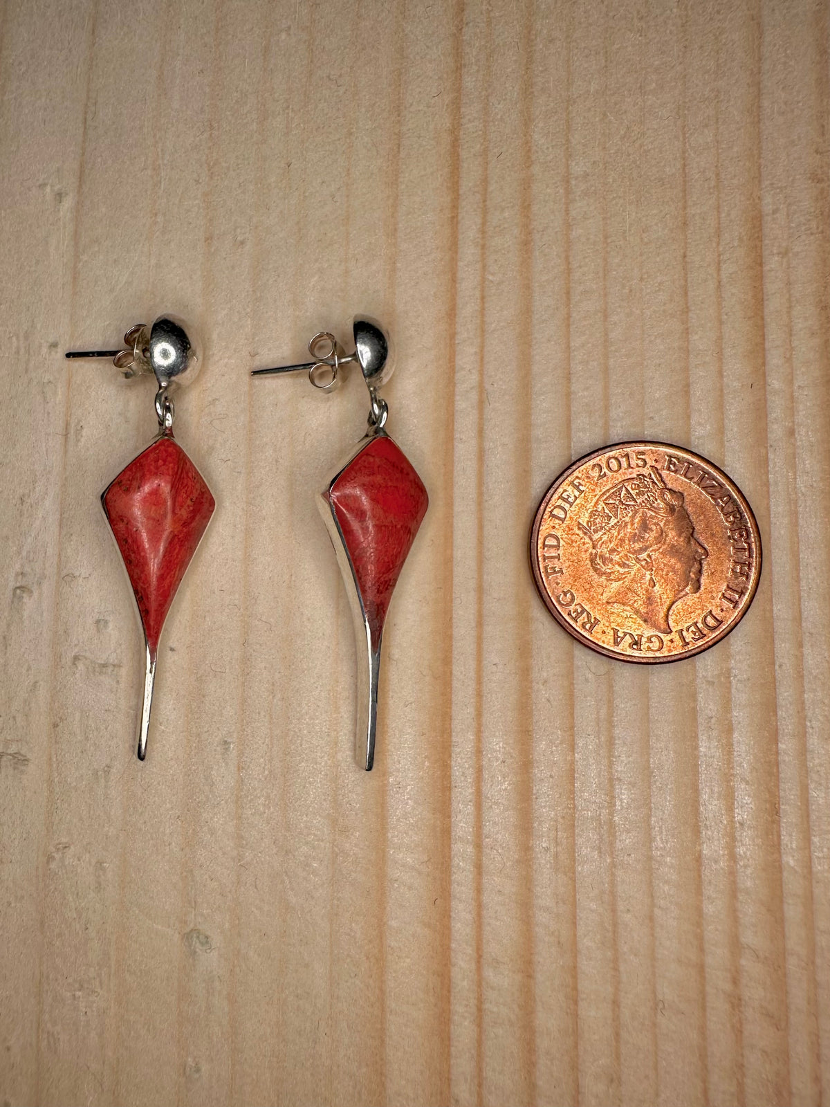 Red Coral Kite 925 Sterling Silver Earrings