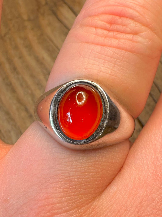 Carnelian 1978 Signet 925 Sterling Silver Size P Ring