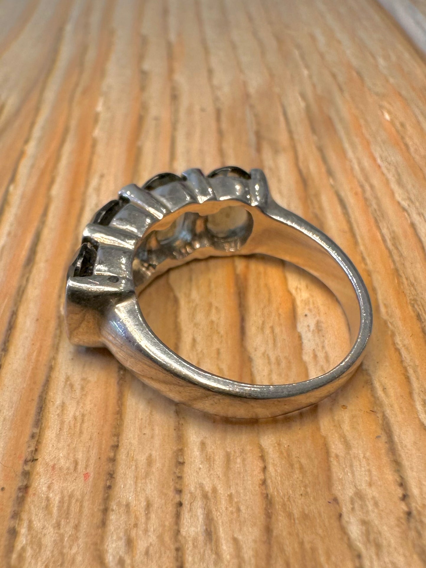 Vintage Smokey Quarts 925 Sterling Silver Size P Ring