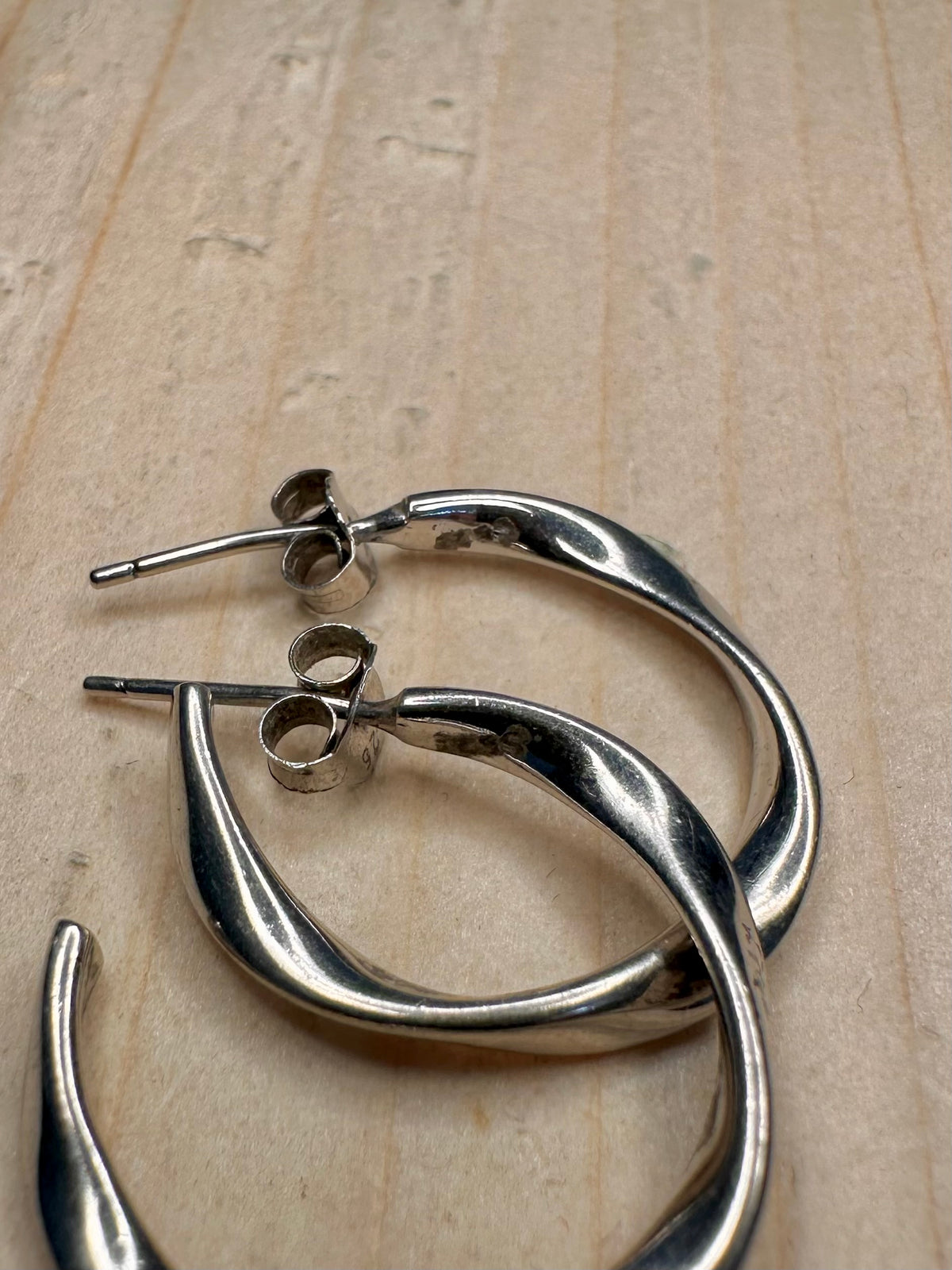 Flat Twist Hoops 925 Sterling Silver Earrings