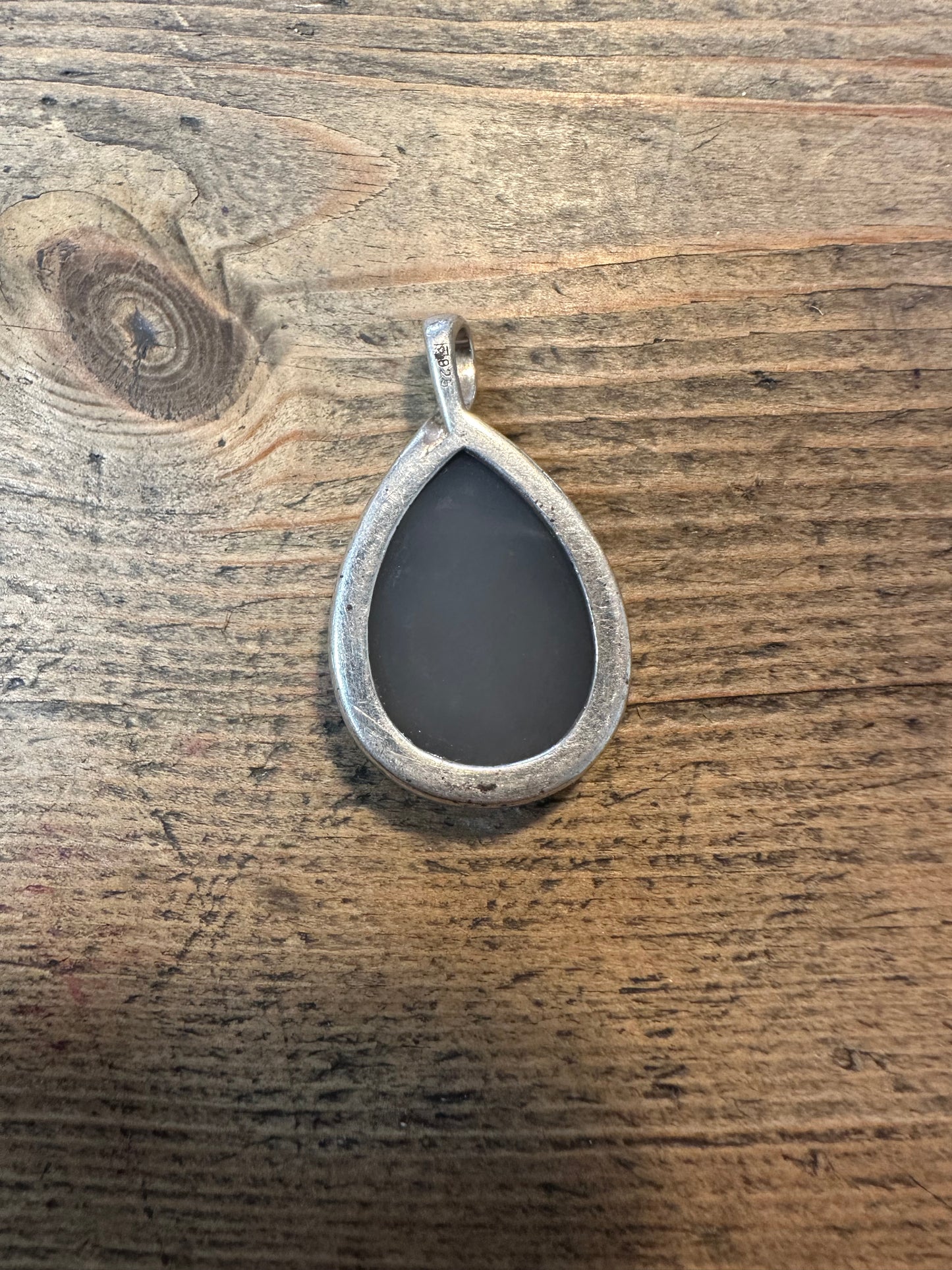 Modernist Black Druzy 925 Silver Pendant