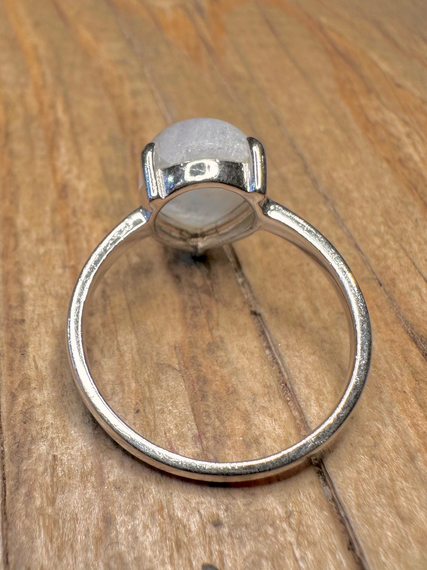 Modern Moonstone 925 Sterling Silver Size S Ring