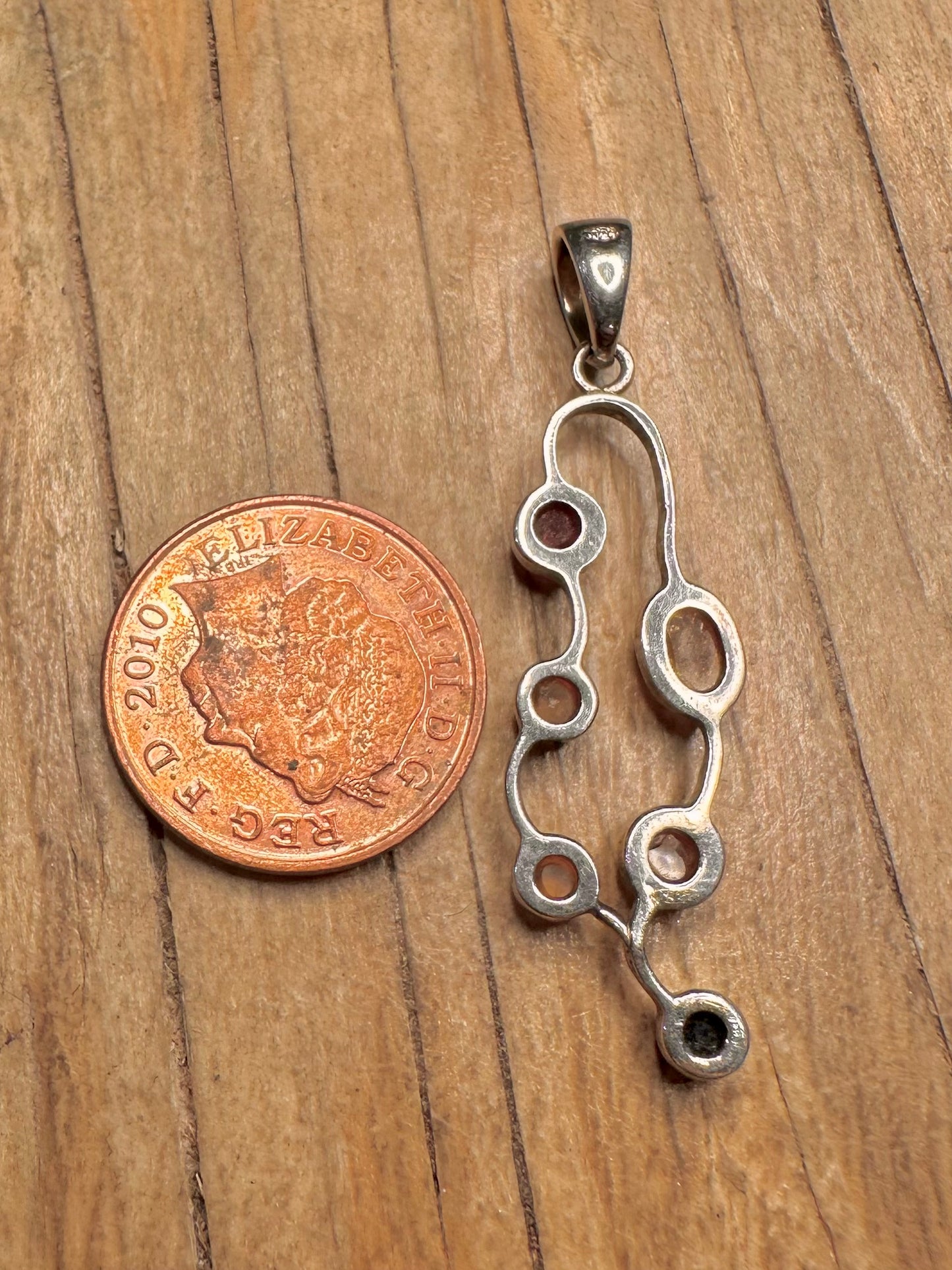 Abstract Amber 925 Sterling Silver Pendant