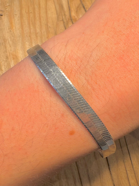 Vintage Herringbone 925 Sterling Silver 7.4 inch Bracelet