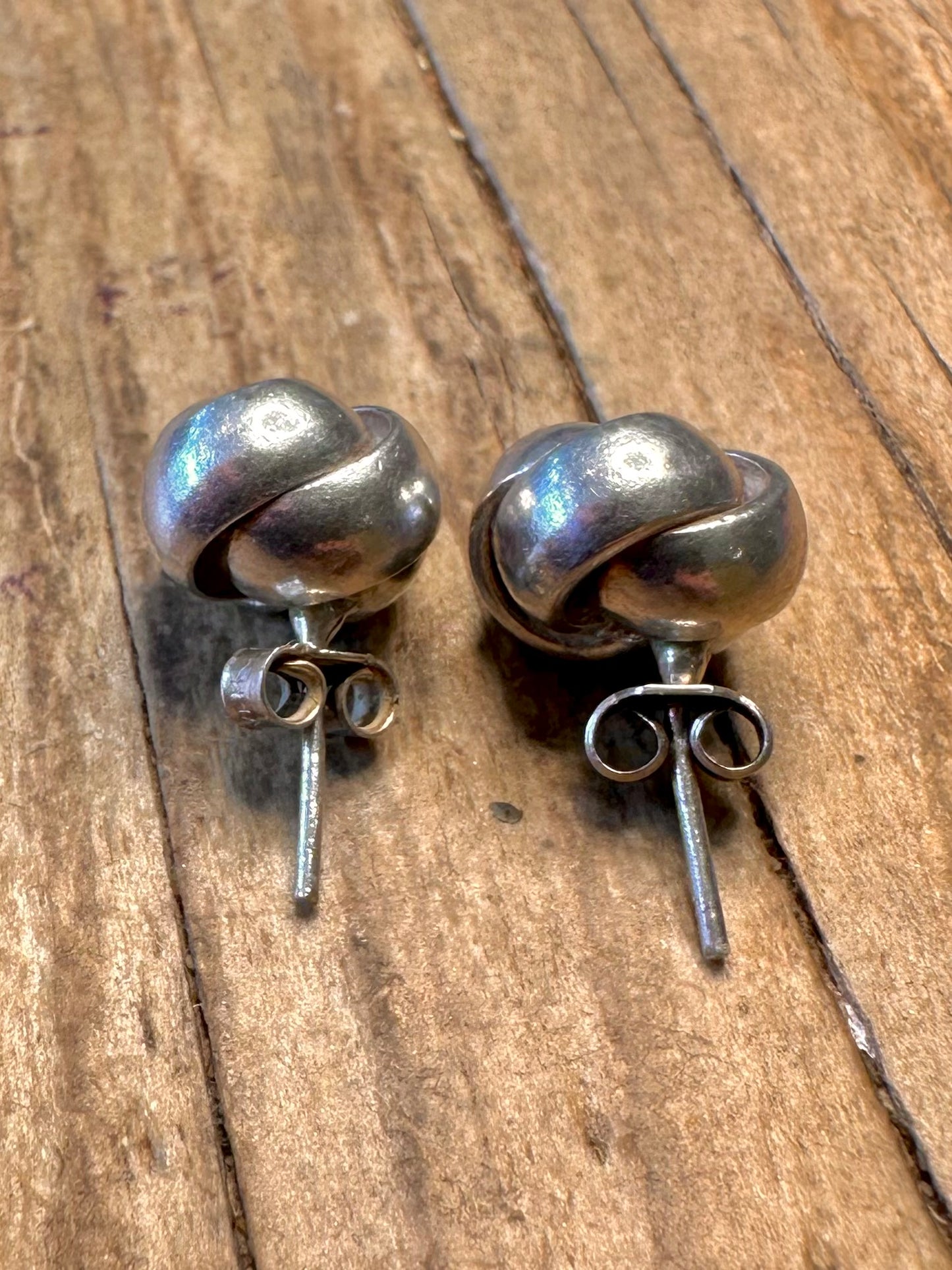Chunky Heavy Knot Studs 925 Sterling Silver Earrings