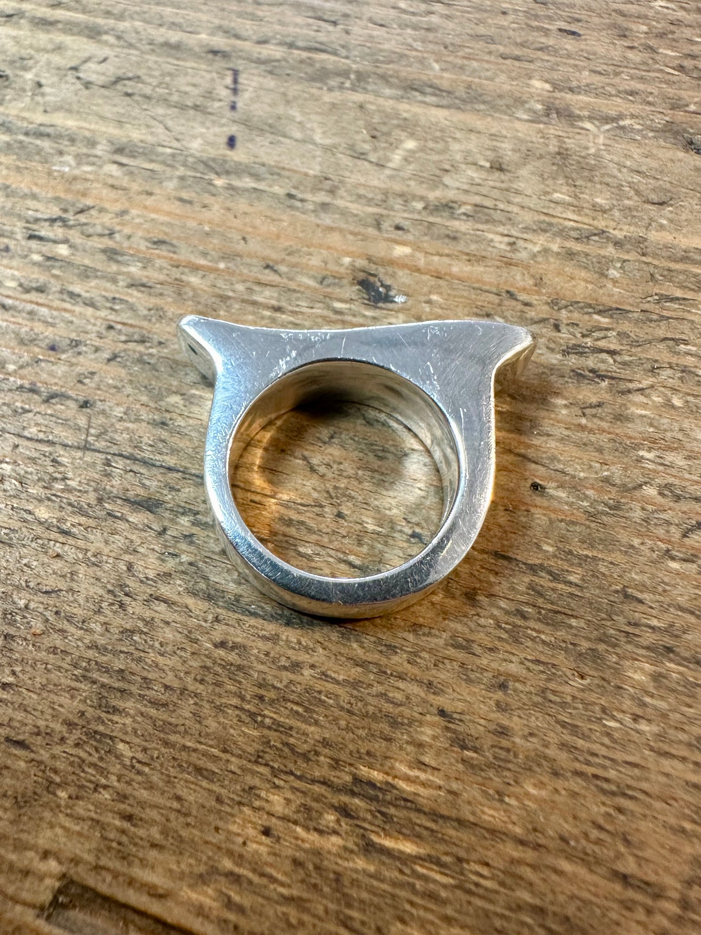 Modernist Bar Hammered 925 Silver Size L Ring