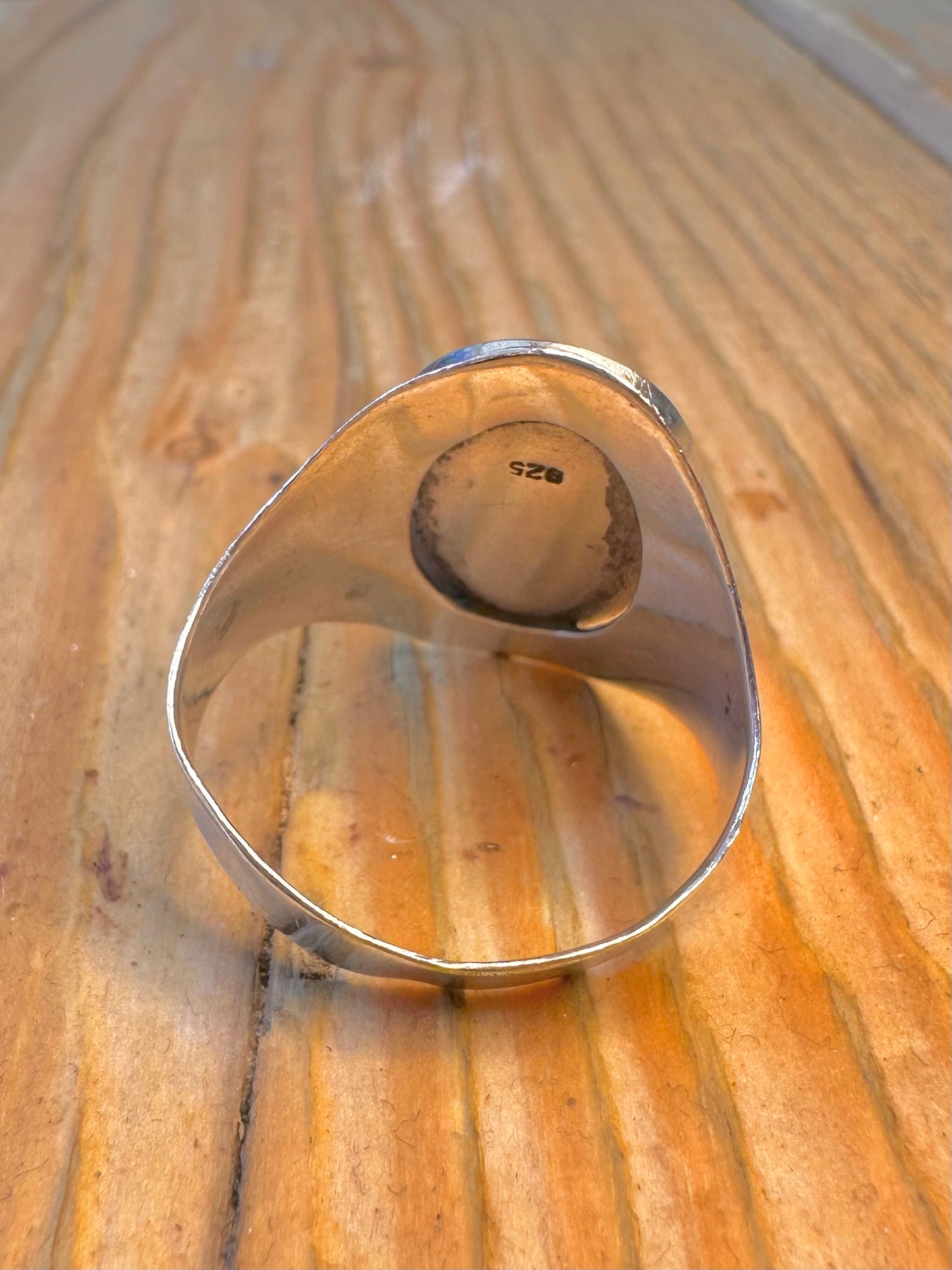 Iridescent Mother of Pearl 925 Sterling Silver Size T Ring