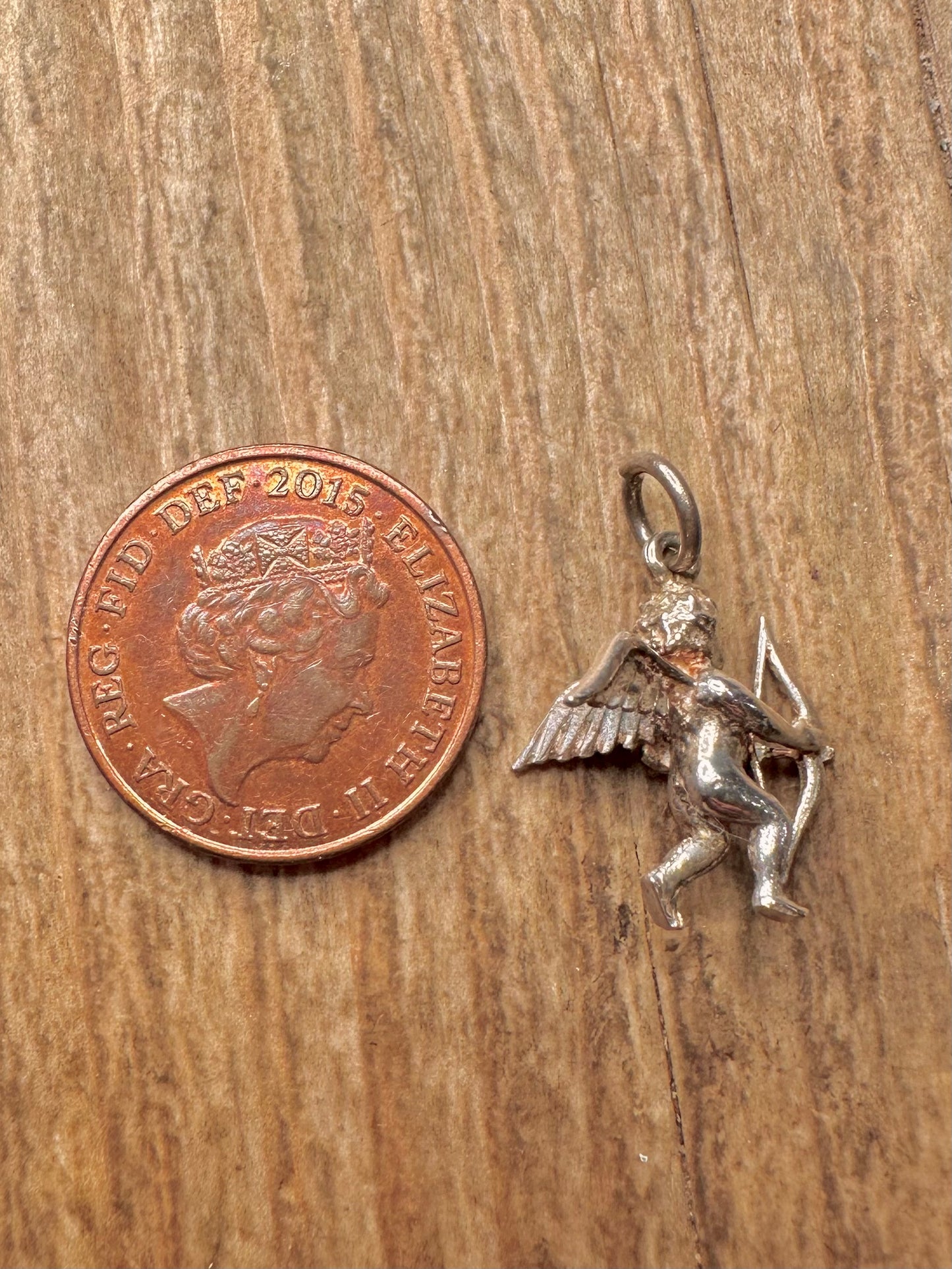 Vintage Amor mit Bogen 925 Sterling Silber Anhänger