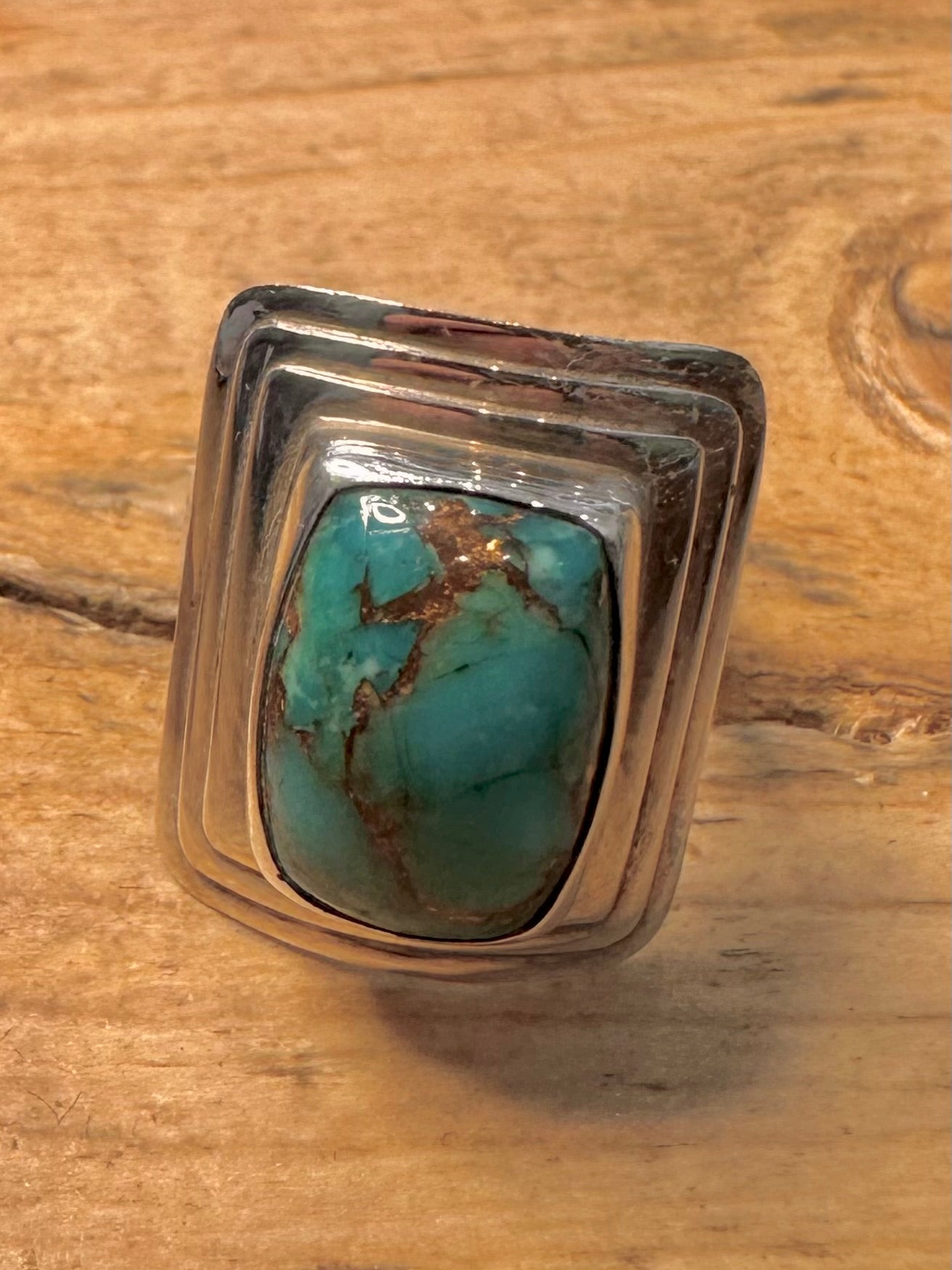 Vintage Square Turquoise 925 Silver Size K Ring
