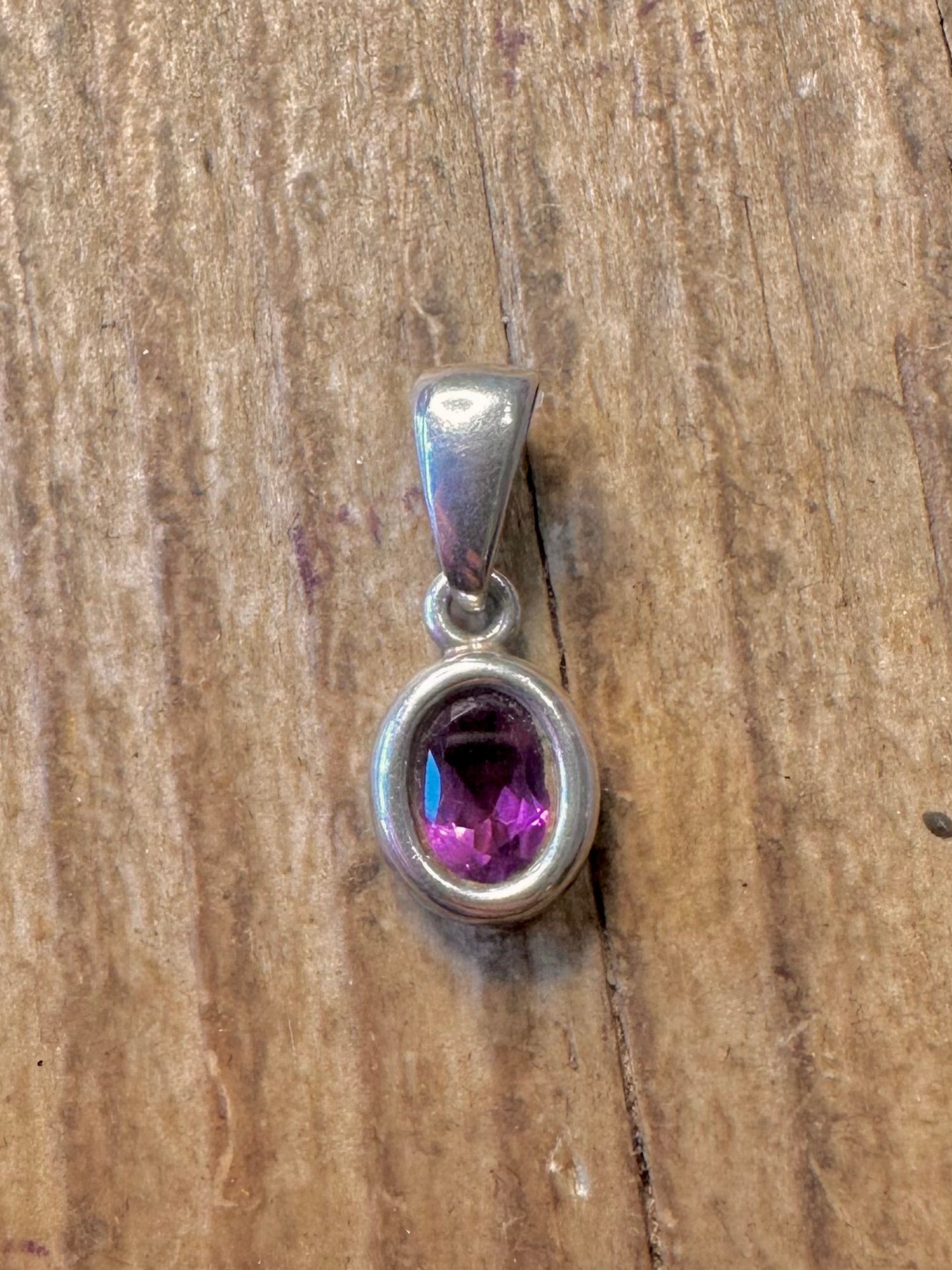Amethyst Oval Anhänger aus 925er Sterlingsilber