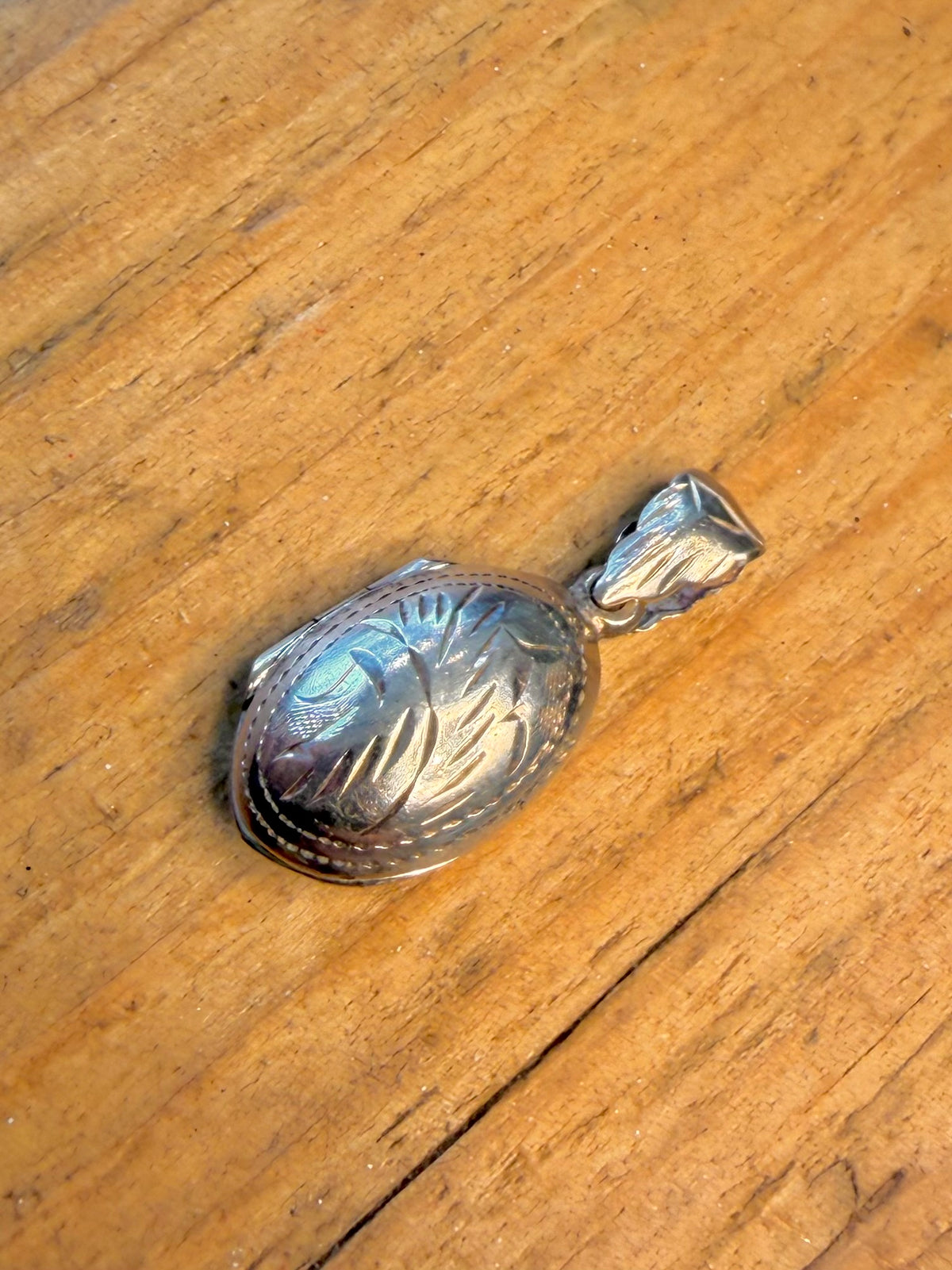 Oval Engraved Locket 925 Sterling Silver Pendant