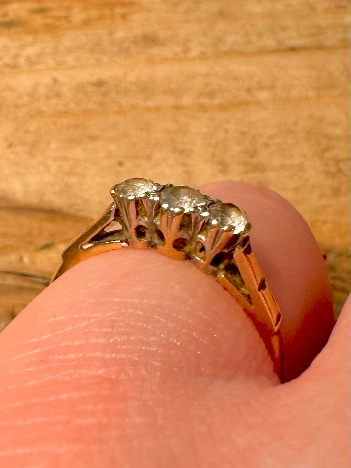 Vintage 1989 9ct Gold White Stone Size M Ring