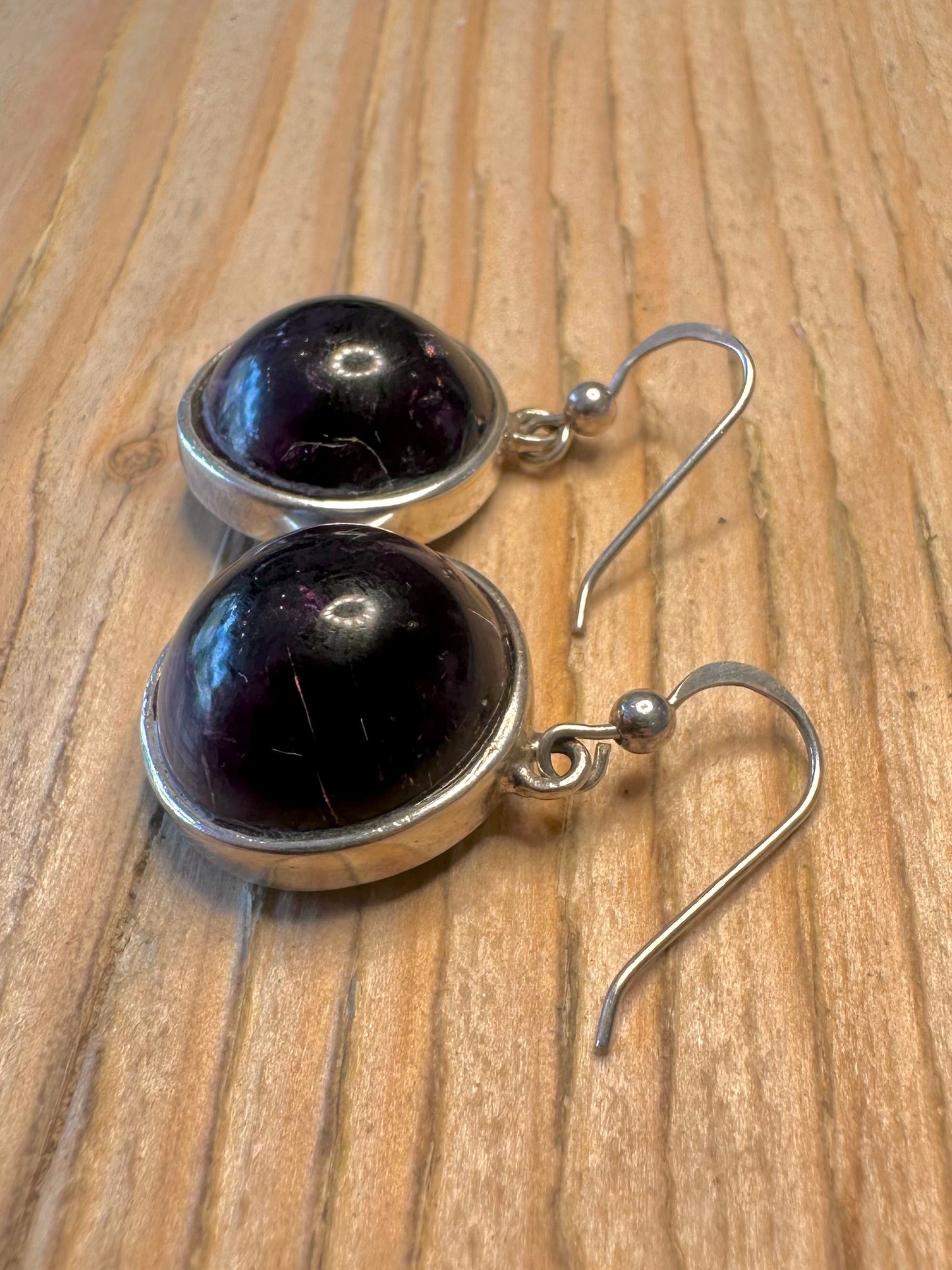 Vintage Amethyst Circle 925 Sterling Silver Earrings