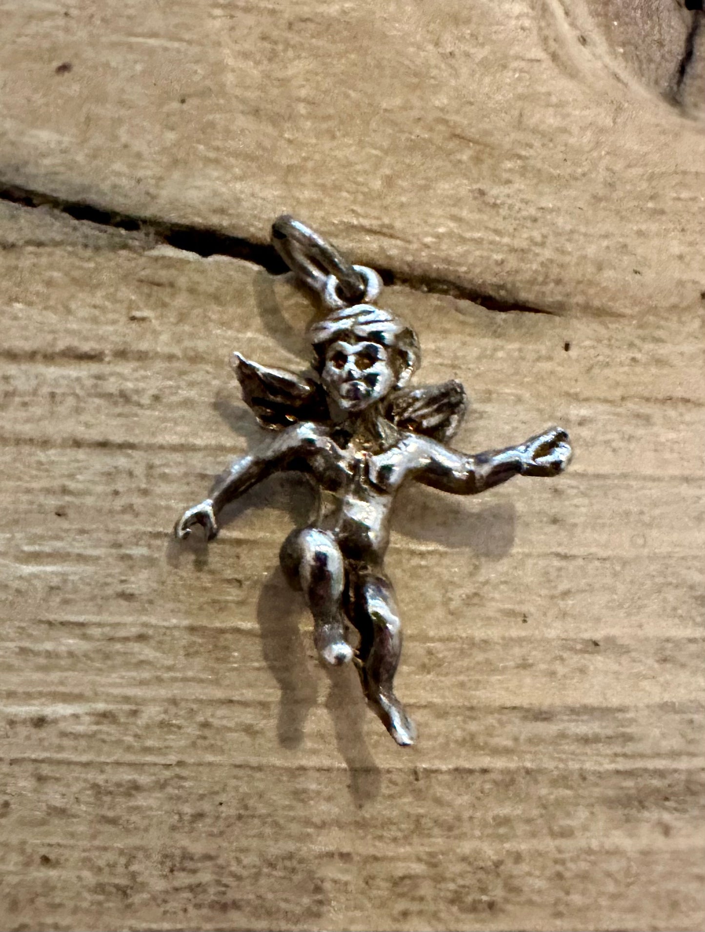 Vintage Cherub 925 Silver Charm Pendant