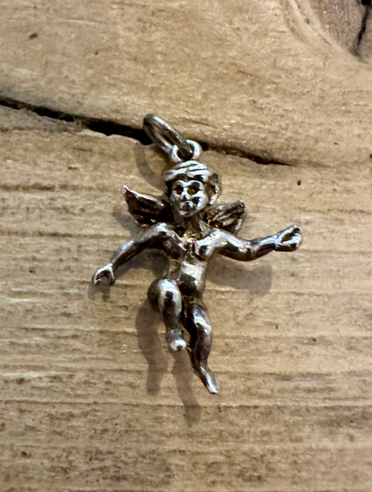 Vintage Cherub 925 Silver Charm Pendant