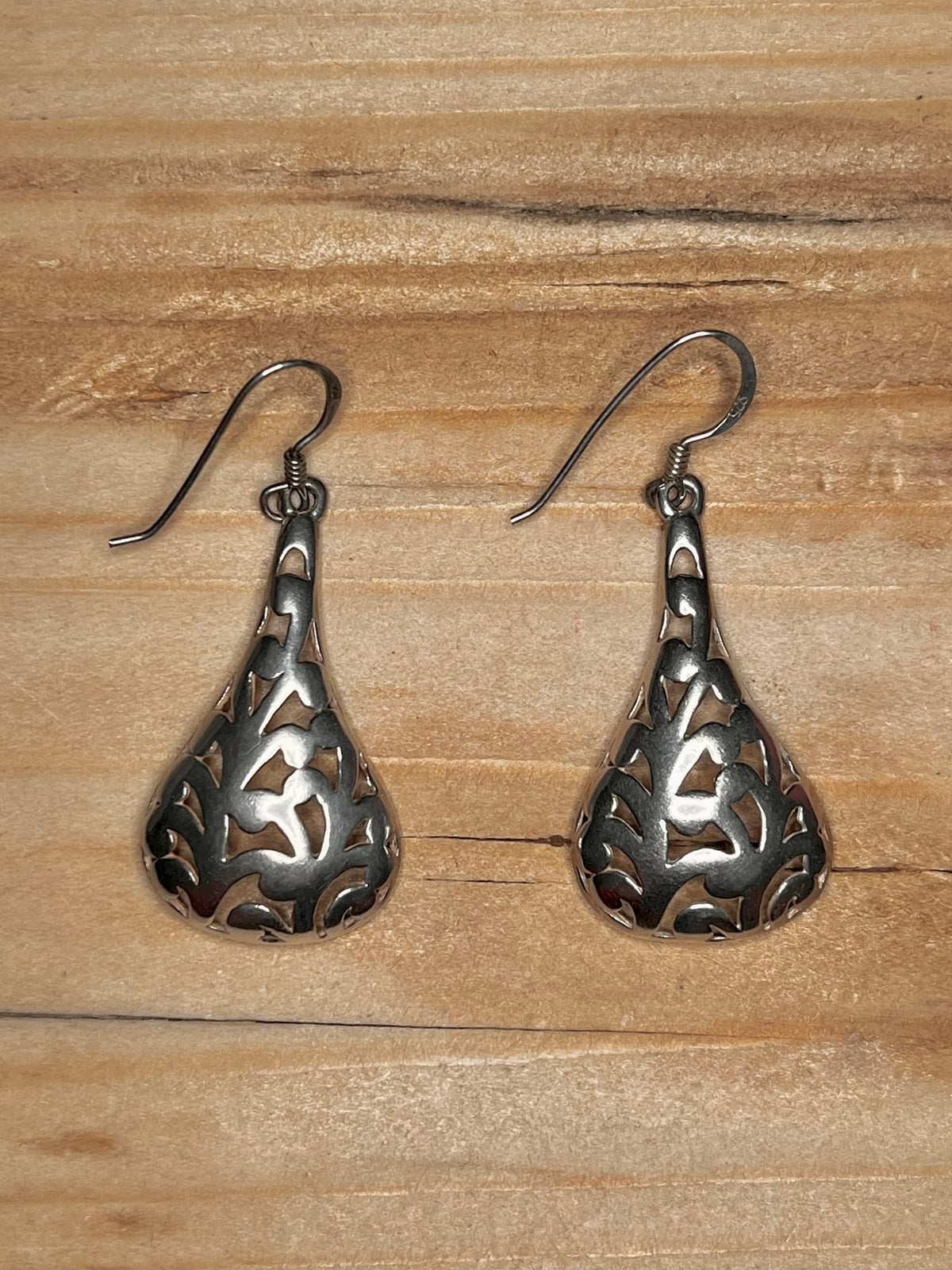 Filigree Tear Drop 925 Sterling Silver Earrings