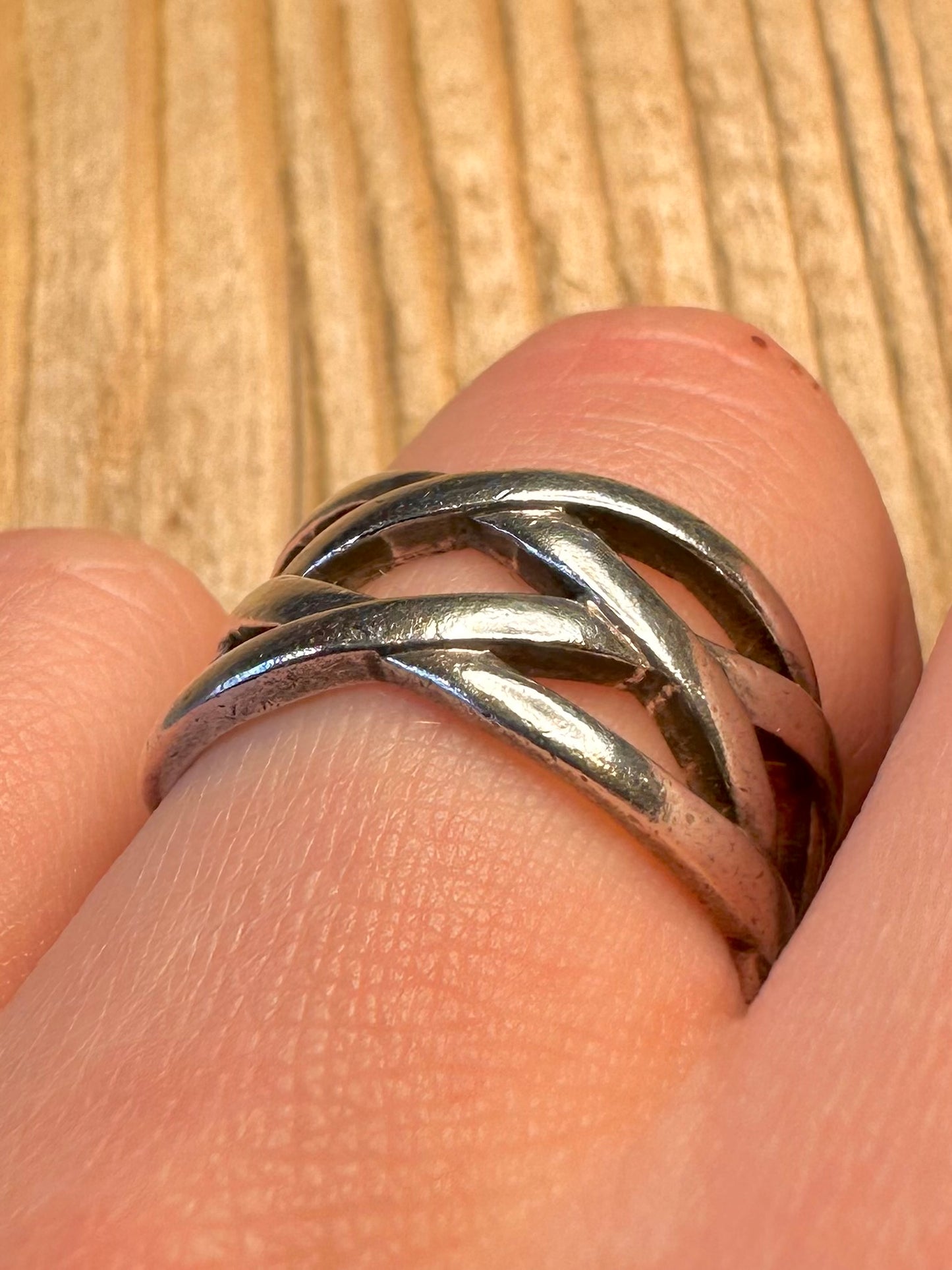 Vintage Tiffany & Co Celtic Weave Band 925 Sterling Silver Size Q Ring