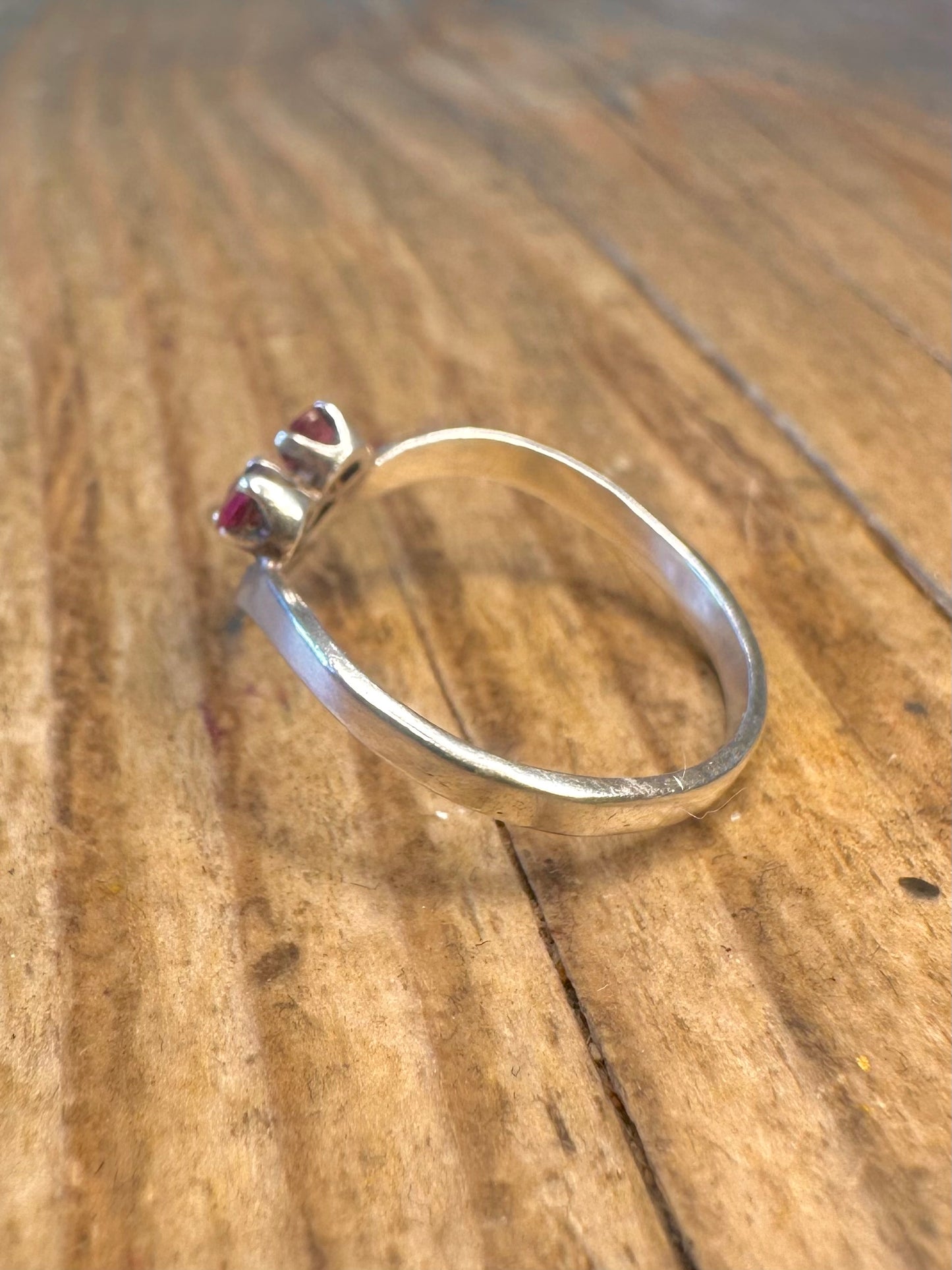 Garnet Wishbone 925 Sterling Silver Size L Ring