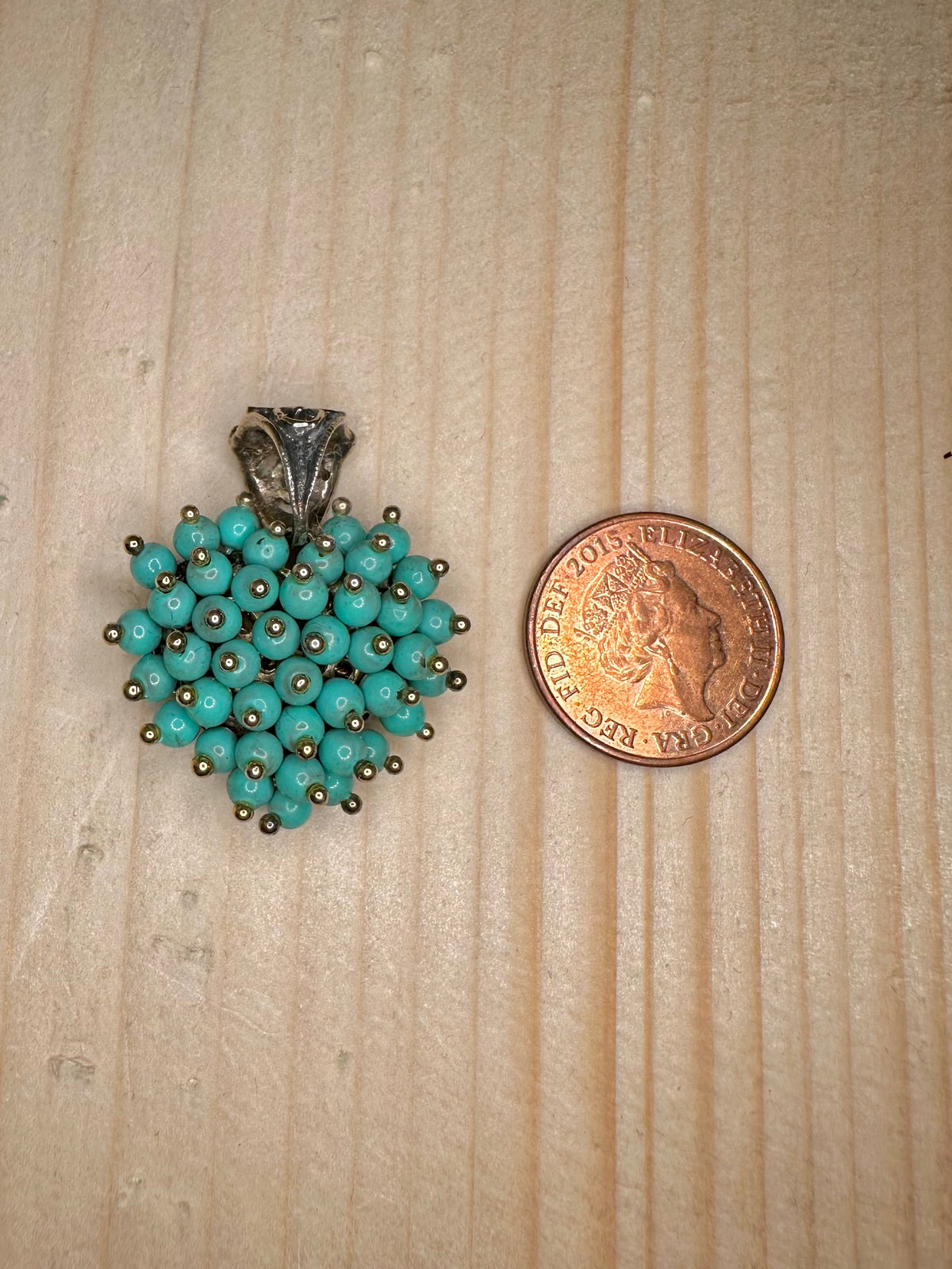 Heart Shaped Turquoise Bead 925 Sterling Silver Pendant