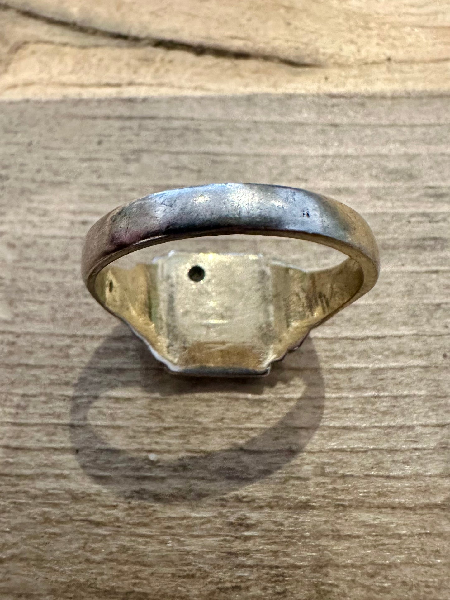 Vintage Signet with CZ Stone Gold on 925 Silver Size W1/2 Ring