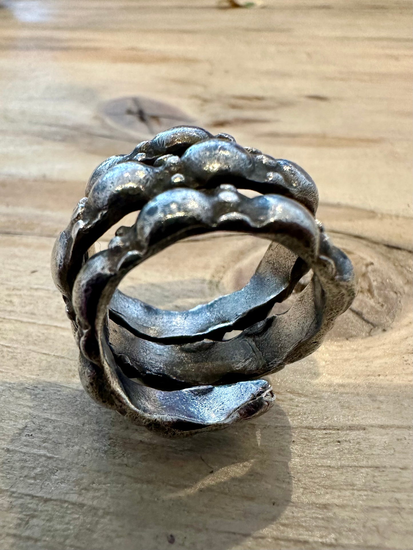 Vintage Rajasthan Old Coiled Silver Size M Ring