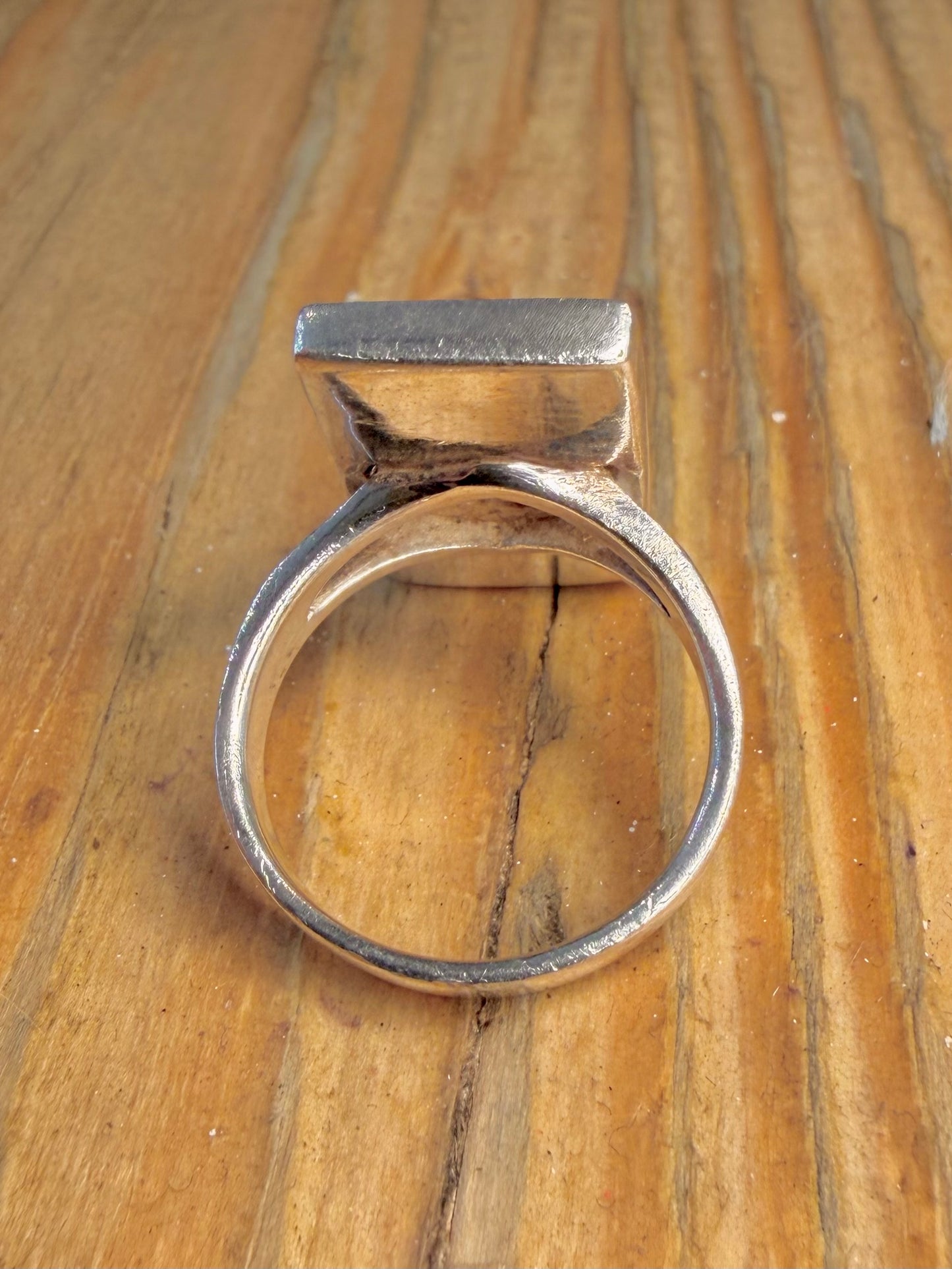 Mother of Pearl Rectangle 925 Sterling Silver Size N1/2 Ring