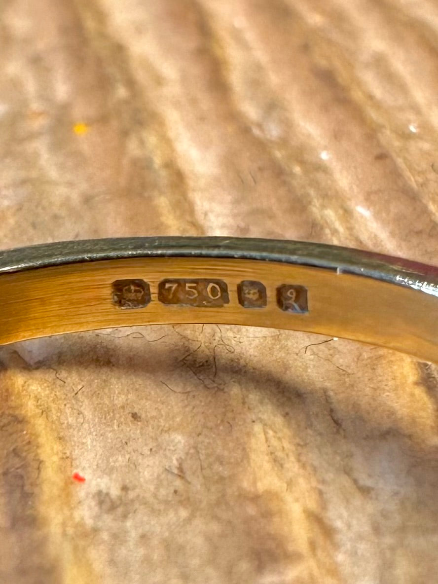 18 Karat Gold 1983 Saphir und Diamant Trilogie Ring Größe T