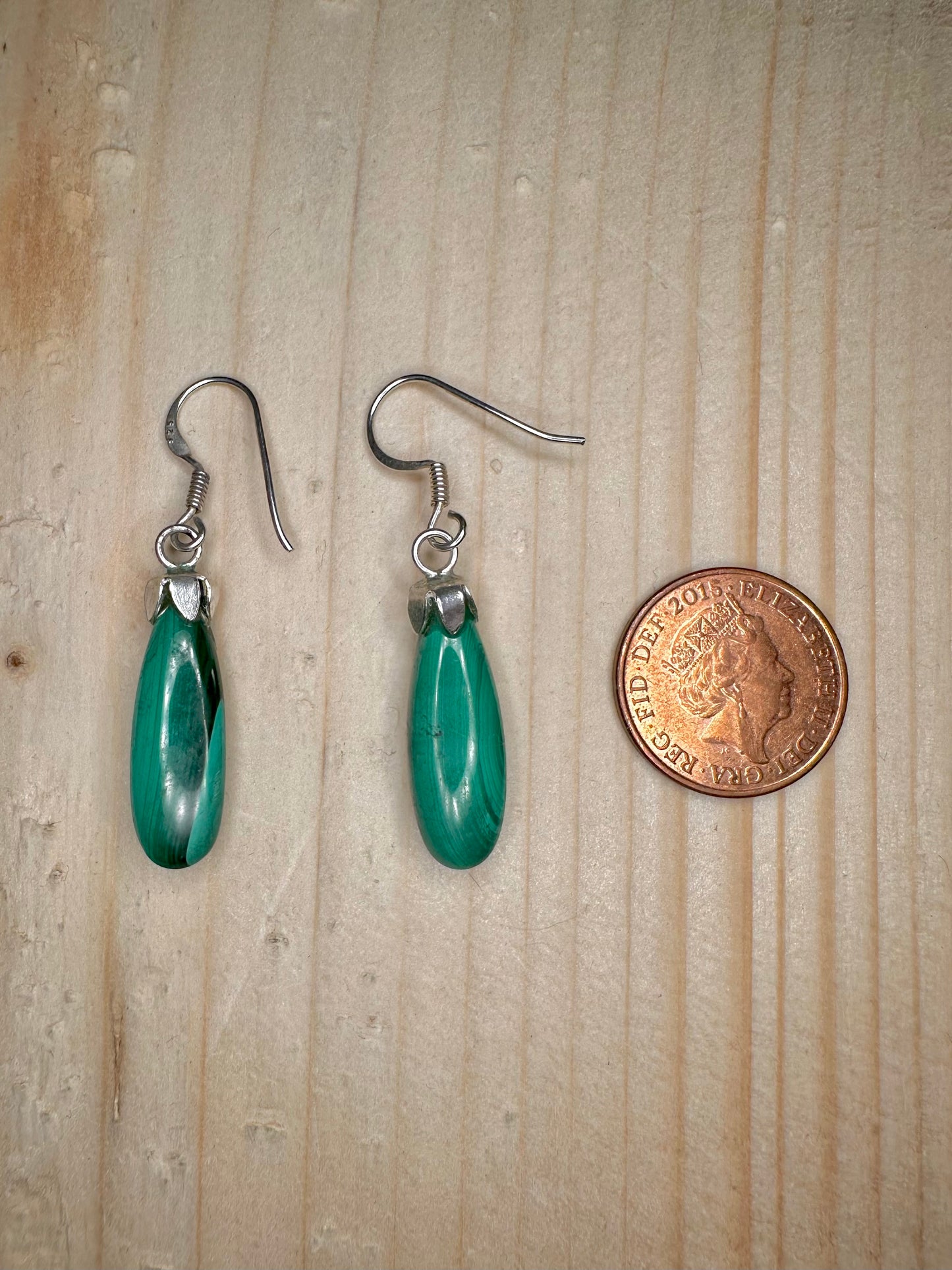 Malachite Drop 925 Sterling Silver Earrings