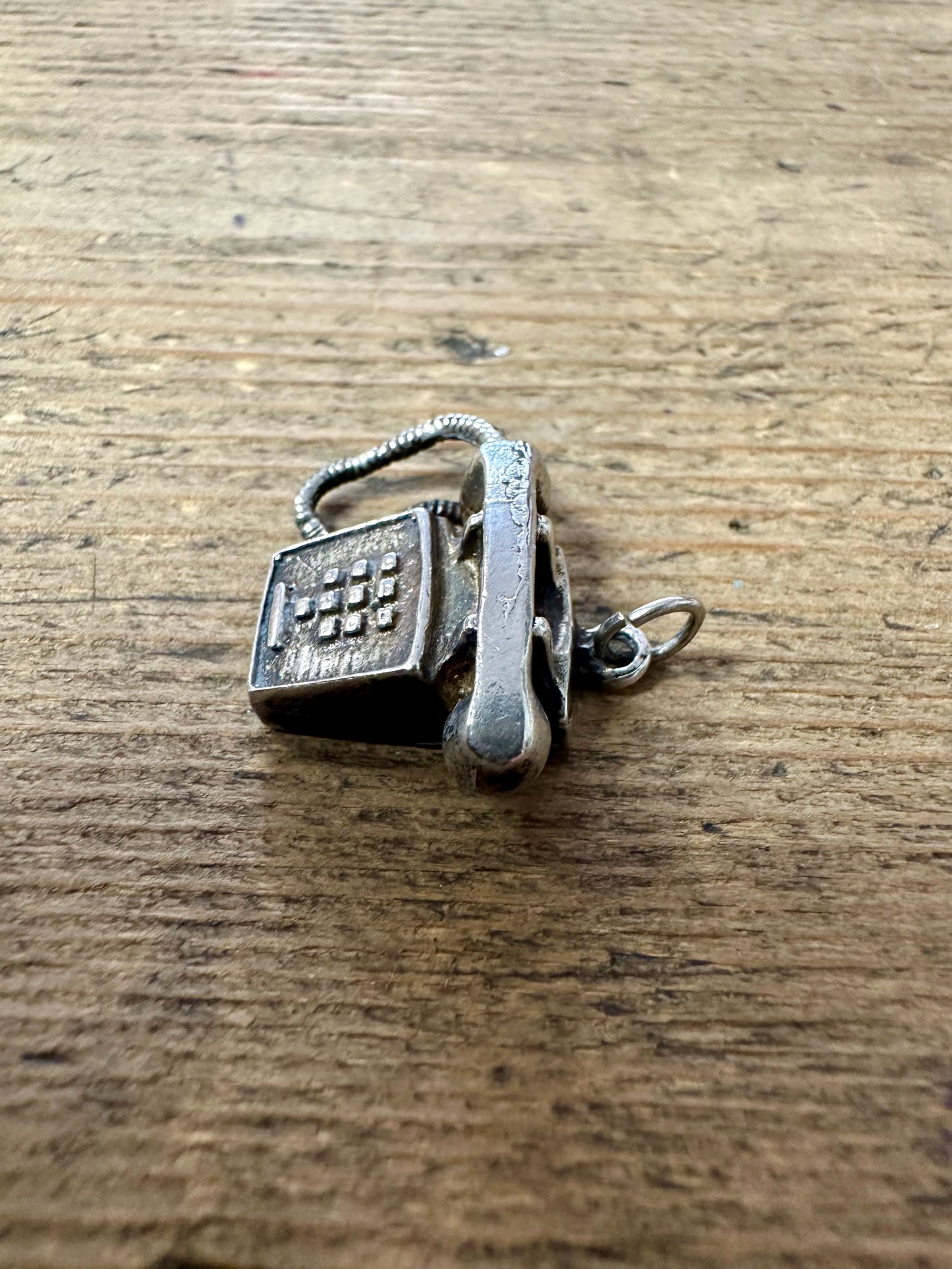 Vintage Telephone 925 Silver Charm Pendant