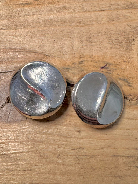 Abstract Disc 925 Silver Stud Earrings