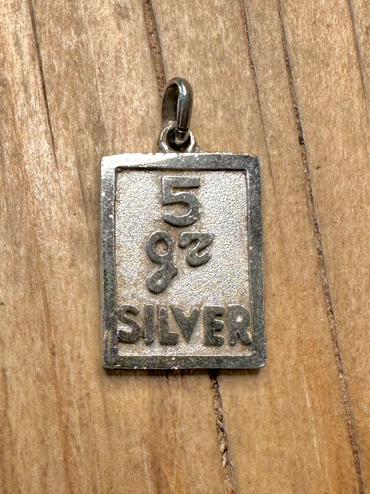 Vintage 5g Ingot 925 Sterling Silver Pendant