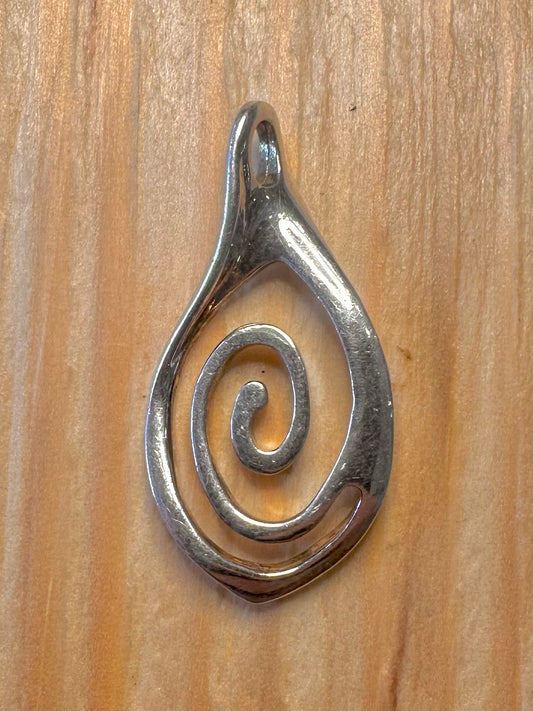 Modern Abstract Swirl 925 Silver Pendant