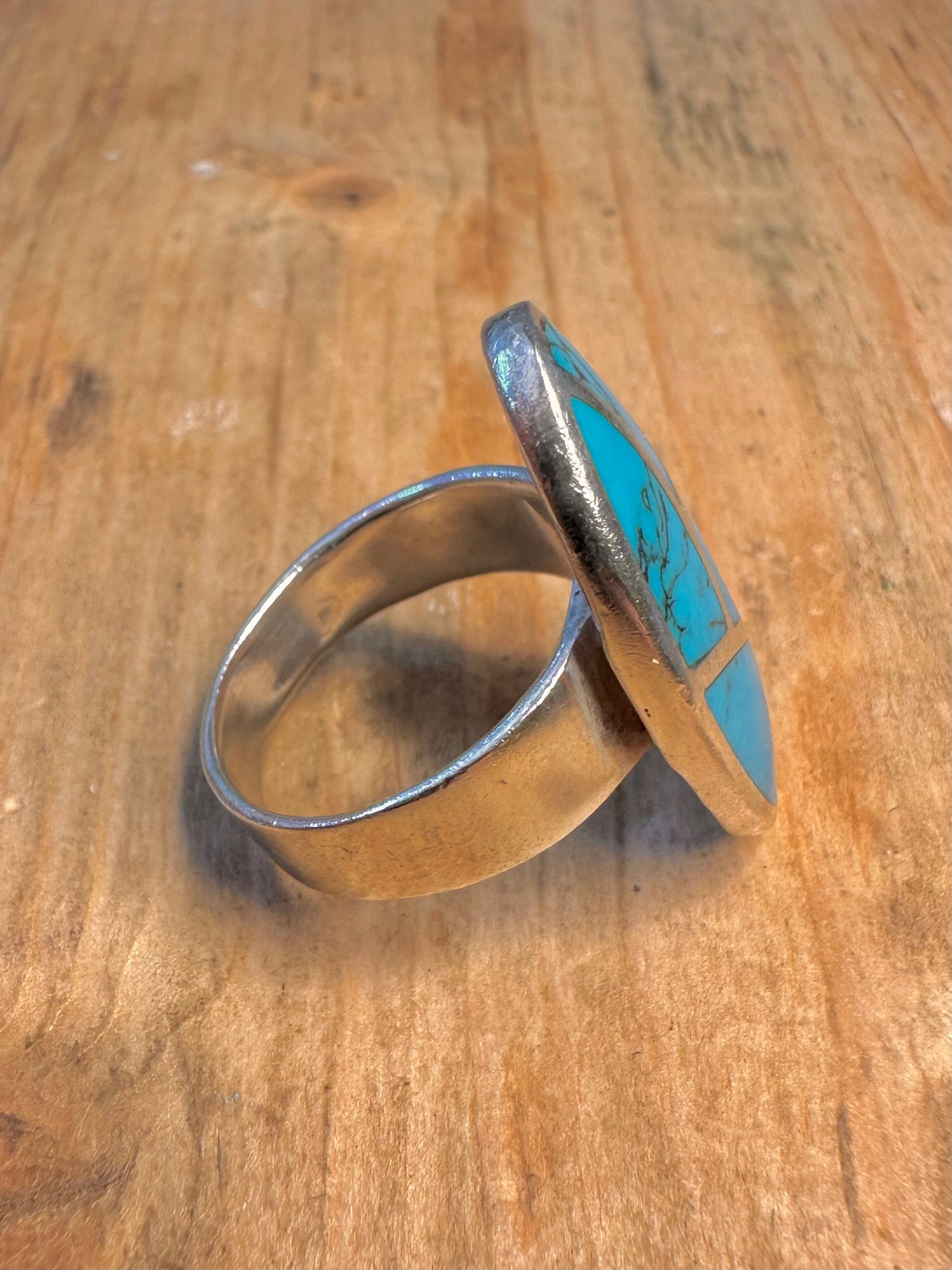Howlite Mosiac Oval 925 Sterling Silver Size P Ring