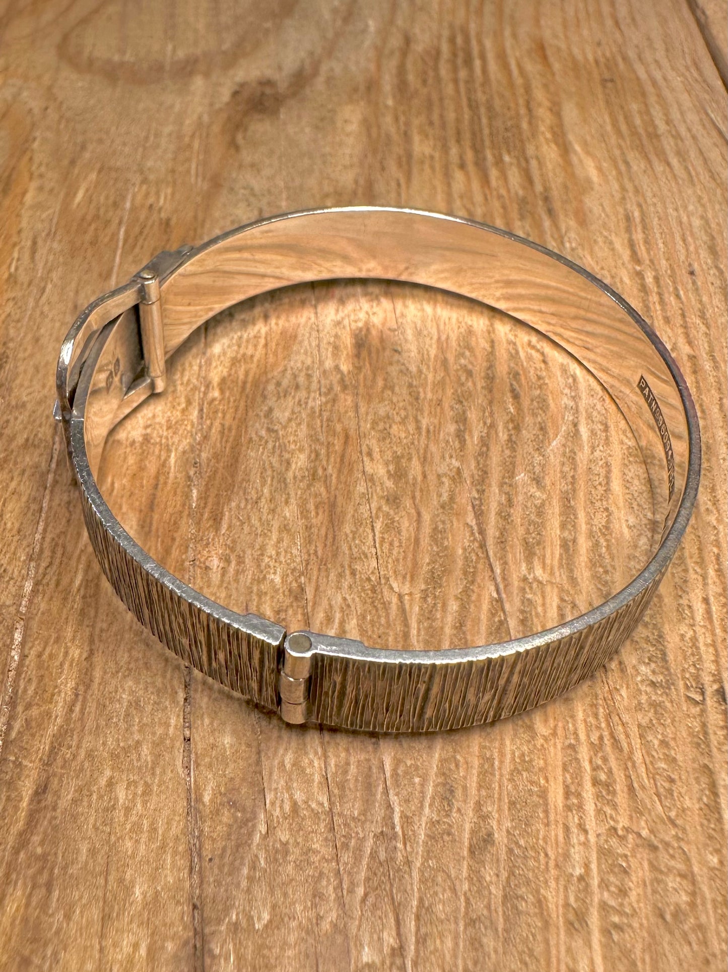 Vintage 1977 Buckle Belt Textured 925 Sterling Silver Bangle