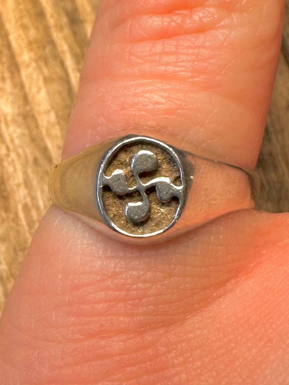 Baskenkreuz Siegelring 925 Sterling Silber Größe O