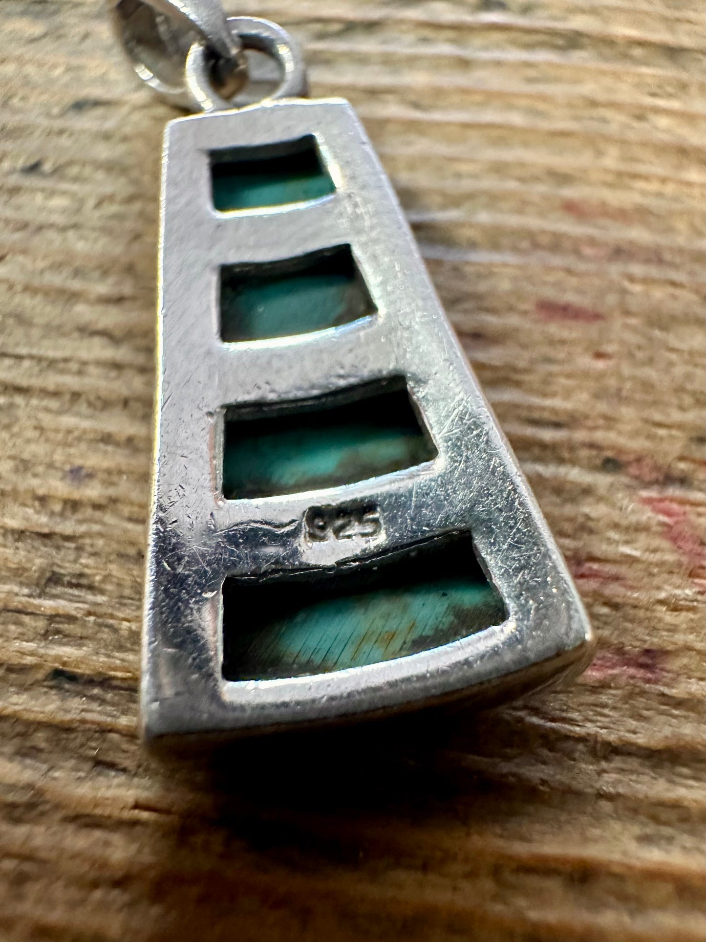 Vintage Turquoise Inlay 925 Silver Pendant