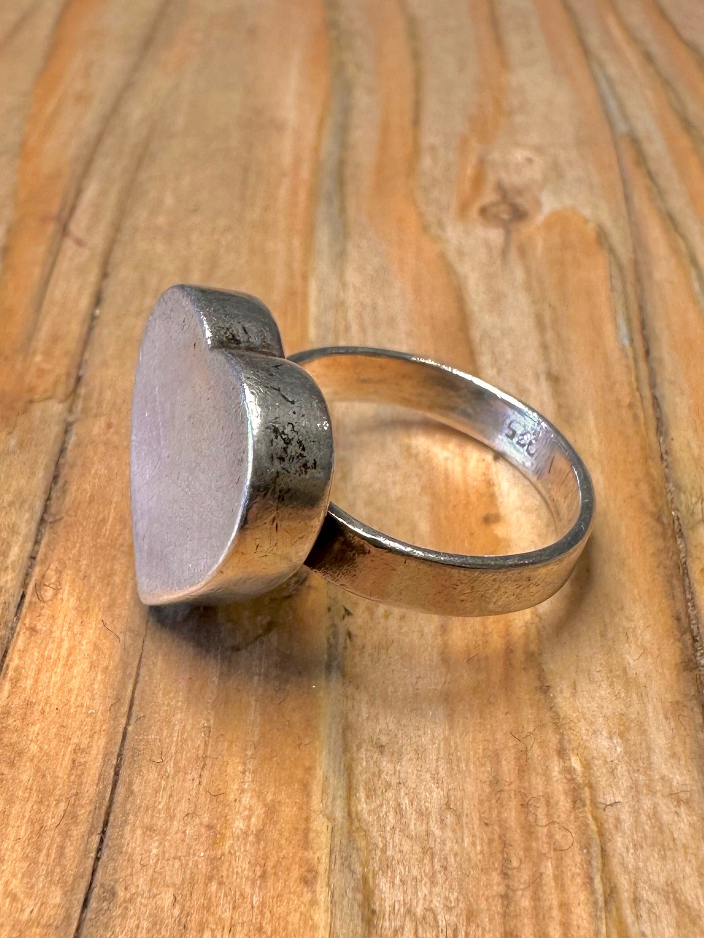 Vintage Heart 925 Sterling Silver Size M Ring