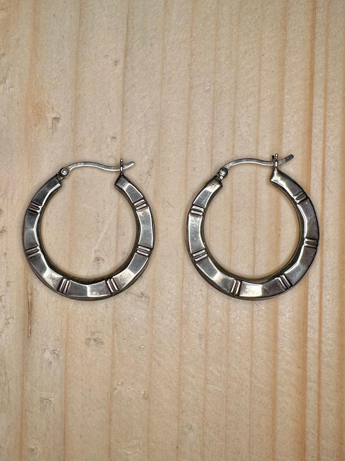 Patterned Hoop 925 Sterling Silver Earrings