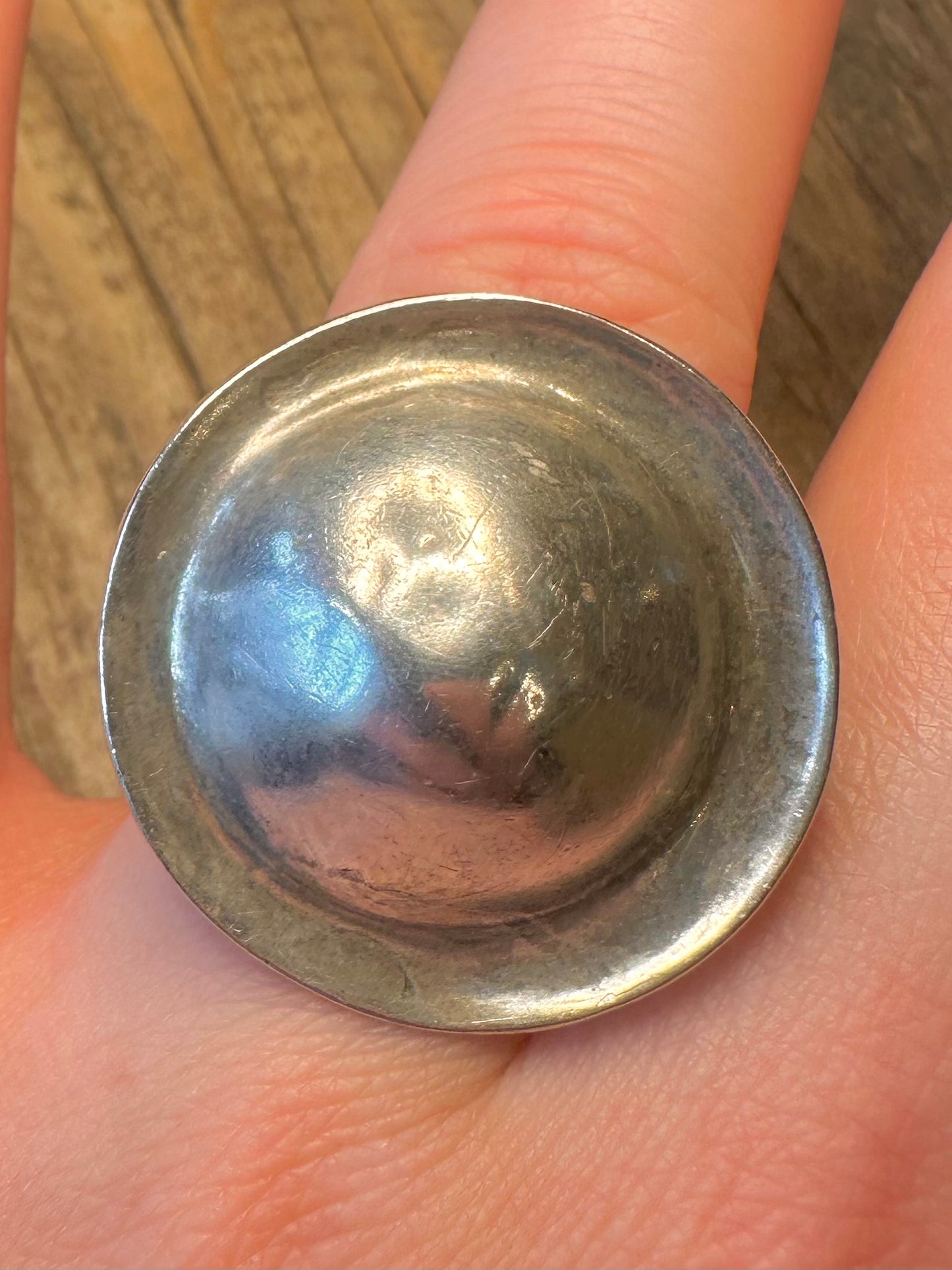 Abstract Disc Dome 925 Sterling Silver Size Q Ring