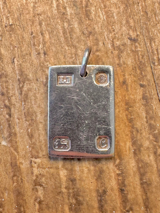 Ingot 1977 Rectangle Sheffield 925 Sterling Silver Pendant