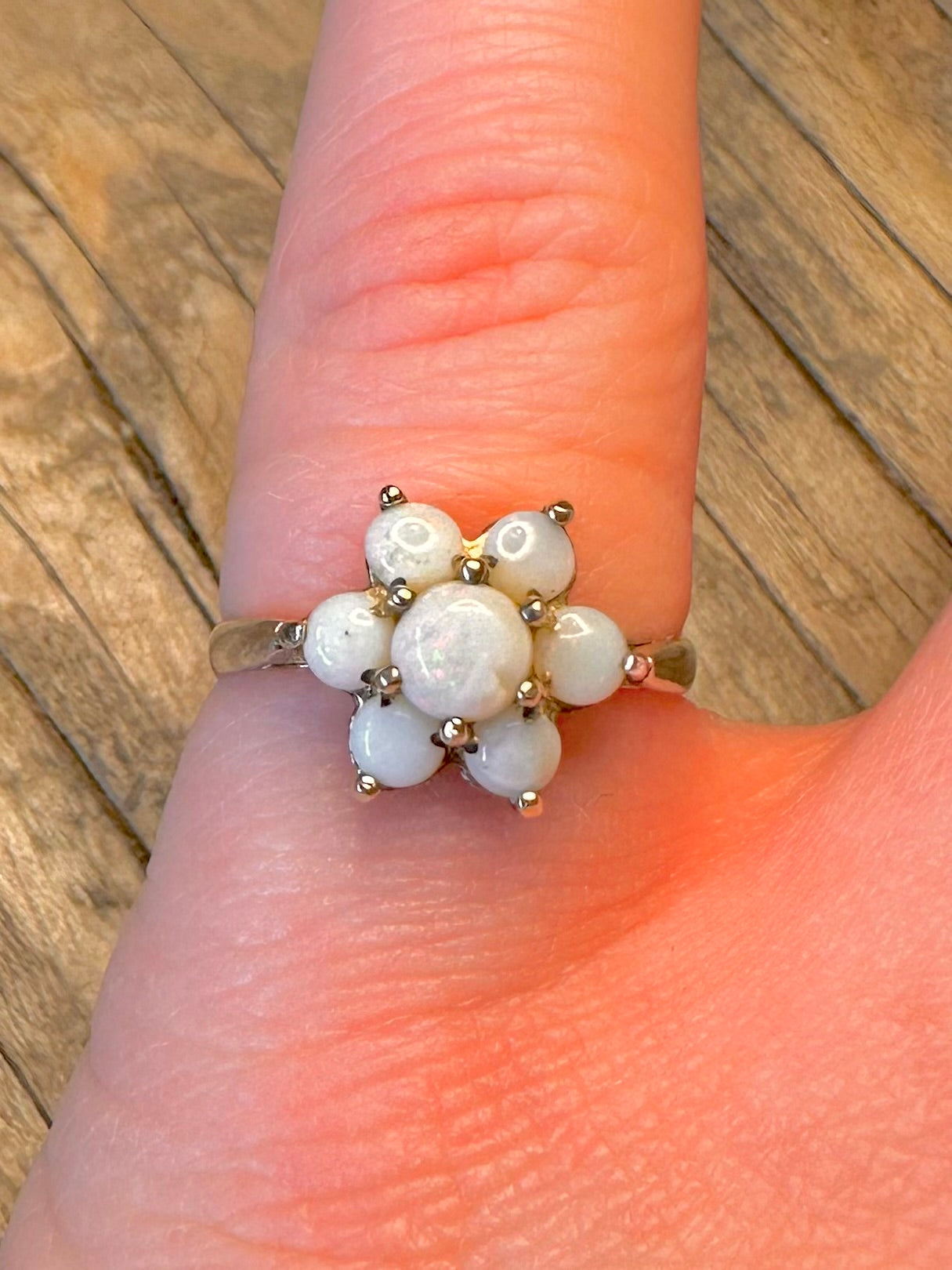 Opal-Cluster 1978 Hersteller RJC 925 Sterlingsilber Größe M Ring