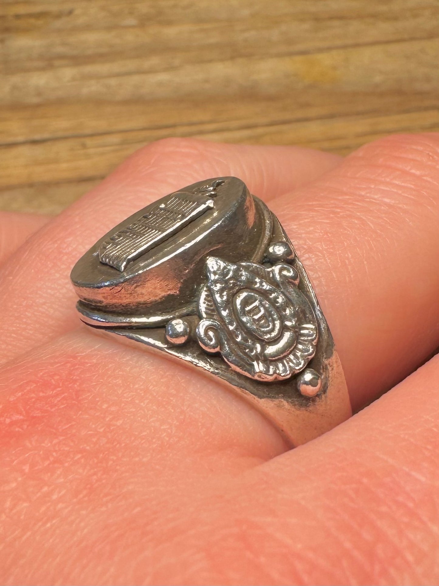 Vintage Ten Interlocking Syllables Kalachakra 925 Sterling Silver Y1/2 Ring